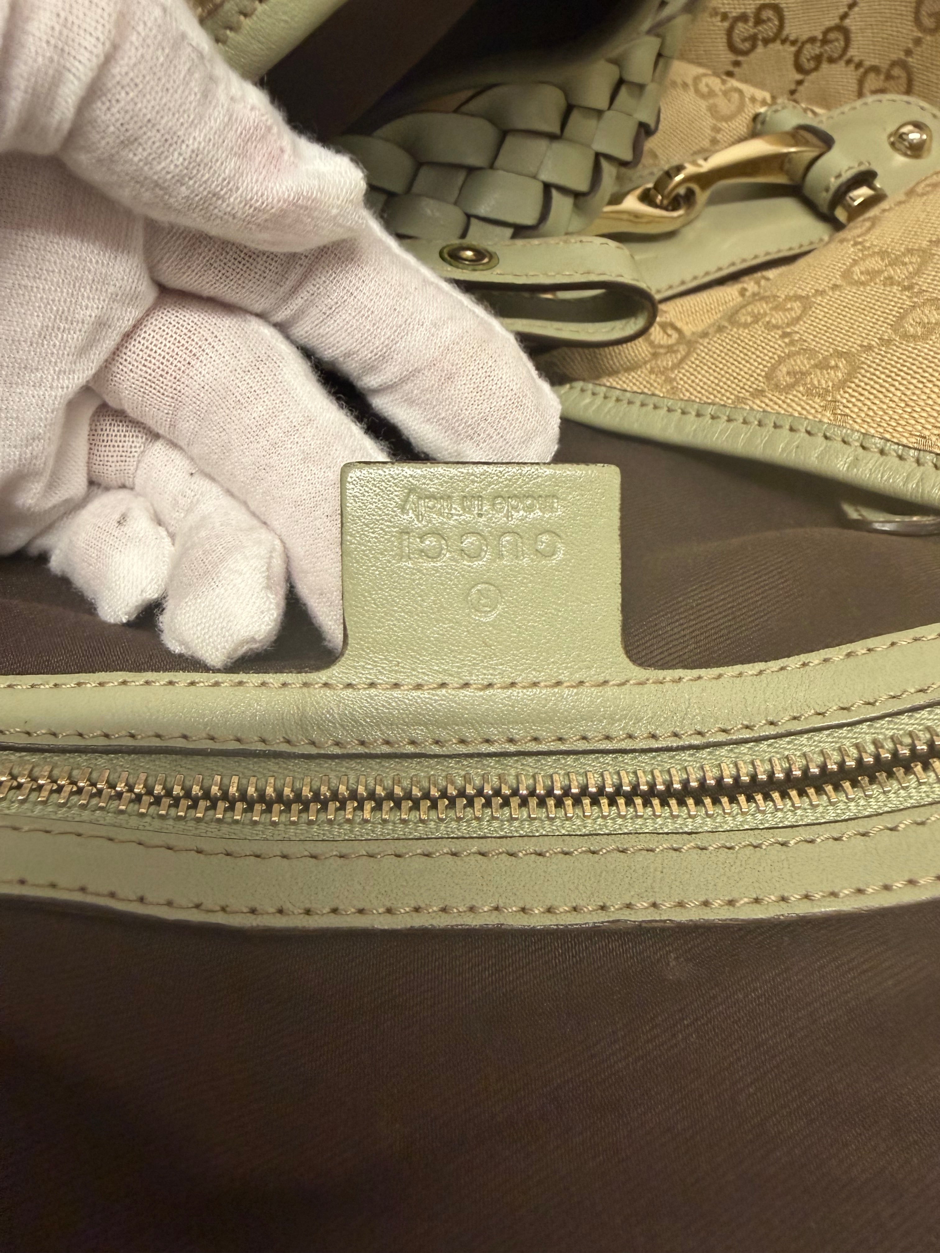 Gucci Pelham Horsebit GG Canvas Beige y Verde