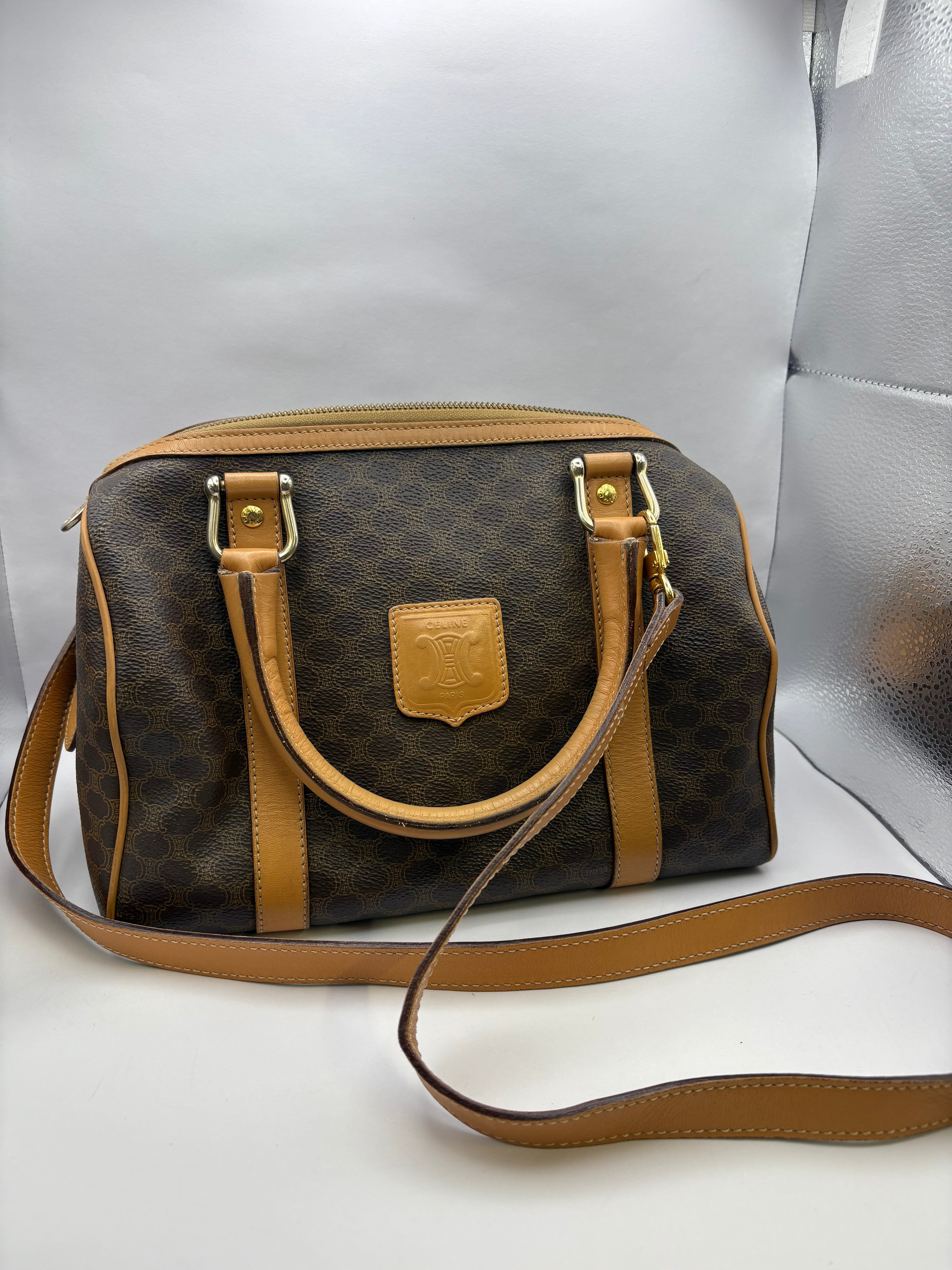 CELINE Macadam Mini Boston Vintage bandolera – Triomphe Logo