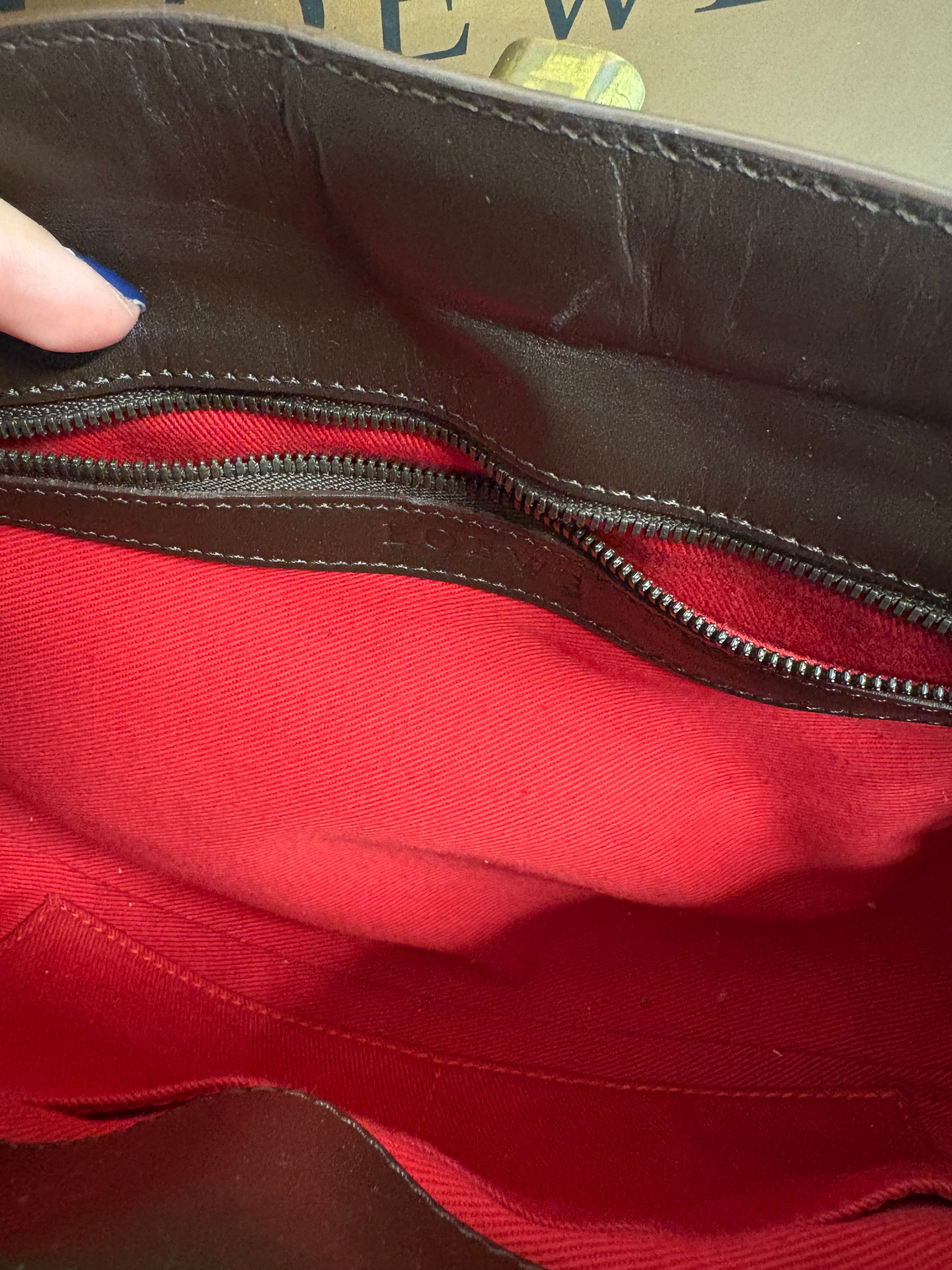 Loewe anagram lock shoulder bag canvas y piel marrón vintage