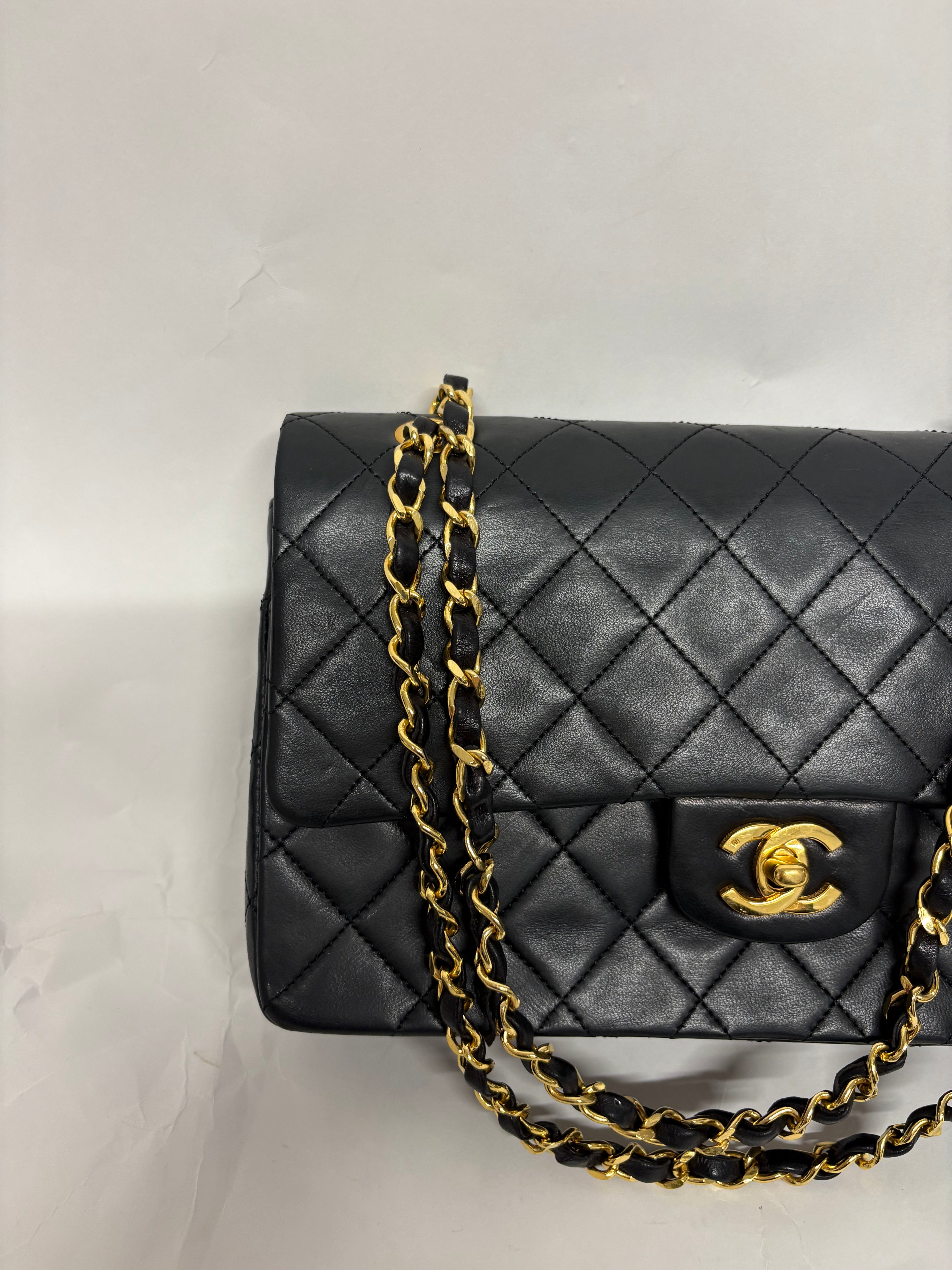 Chanel Timeless Double Flap 25 Lambskin negro serie 0