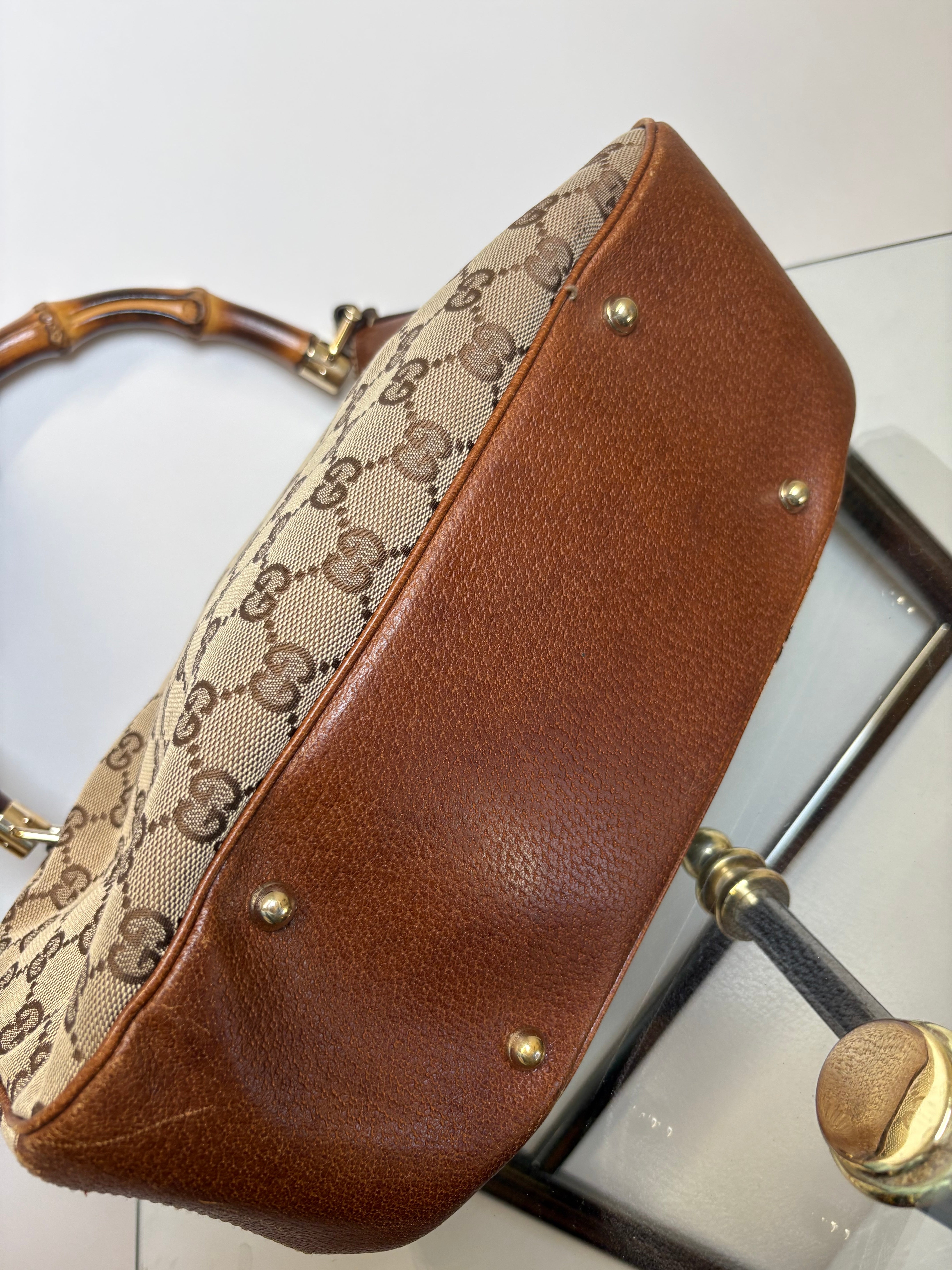 Gucci bamboo gg canvas marrón con bandolera (extra)