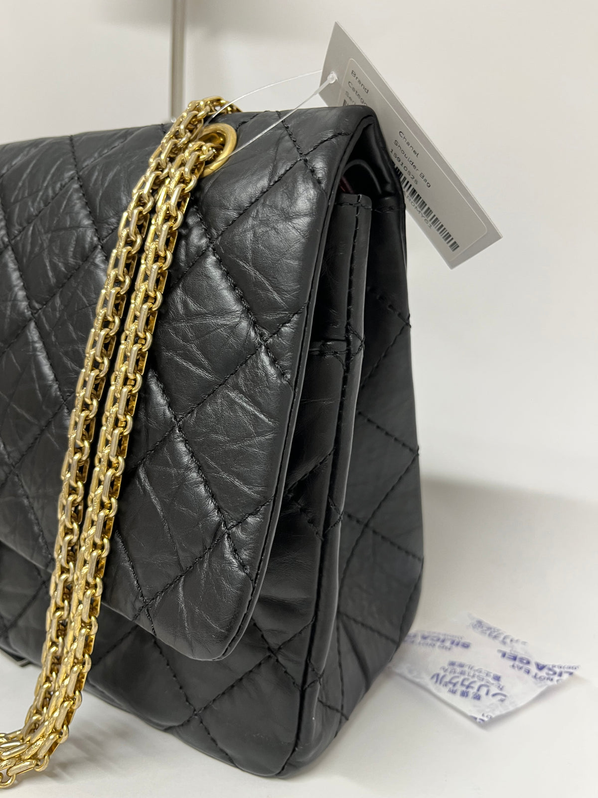 Chanel Reissue 2.55 Double Flap 227 Piel de Becerro Envejecida Negra · grande Serie 15