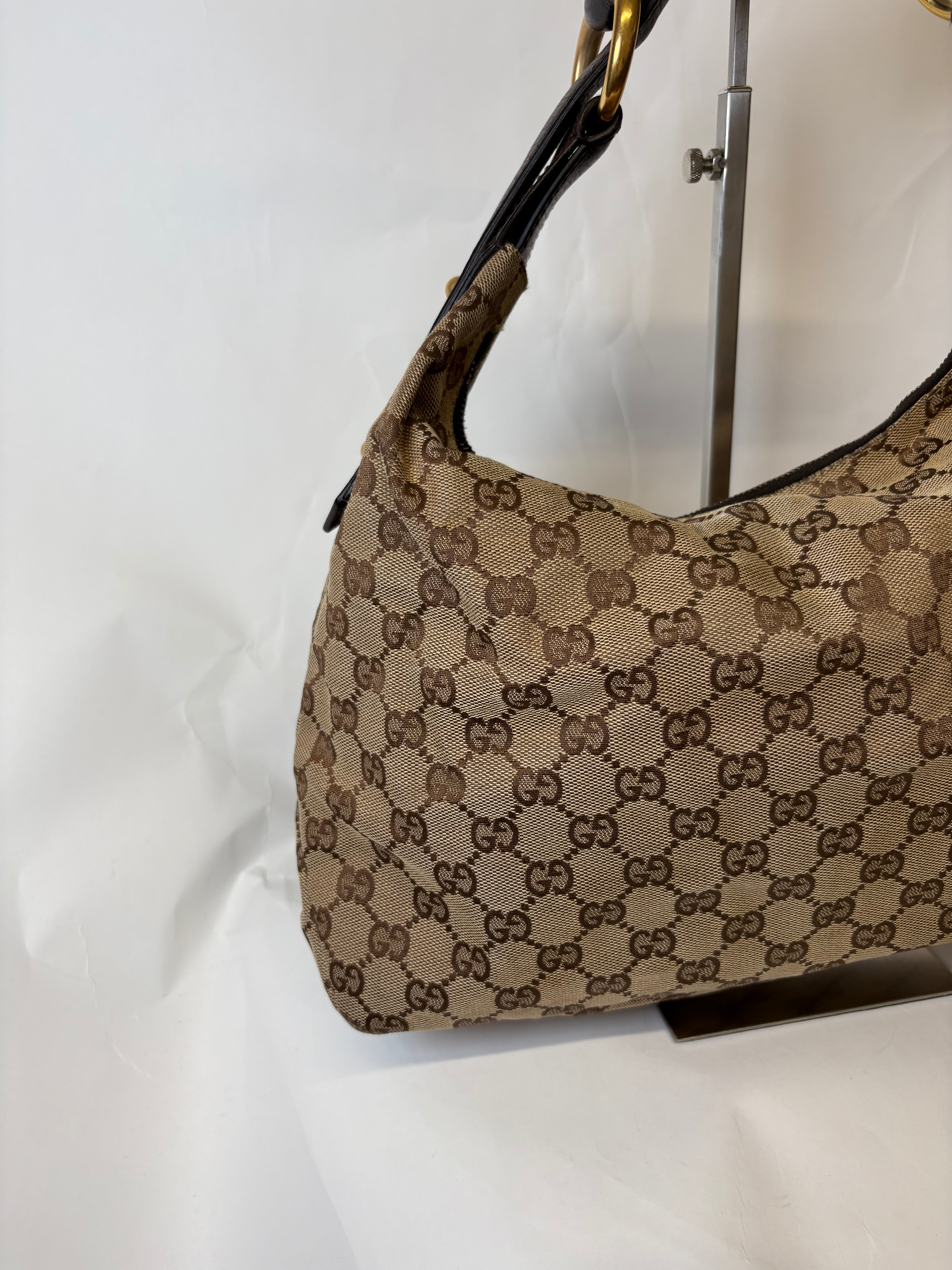 Gucci Horsebit Hobo GG Canvas Marrón