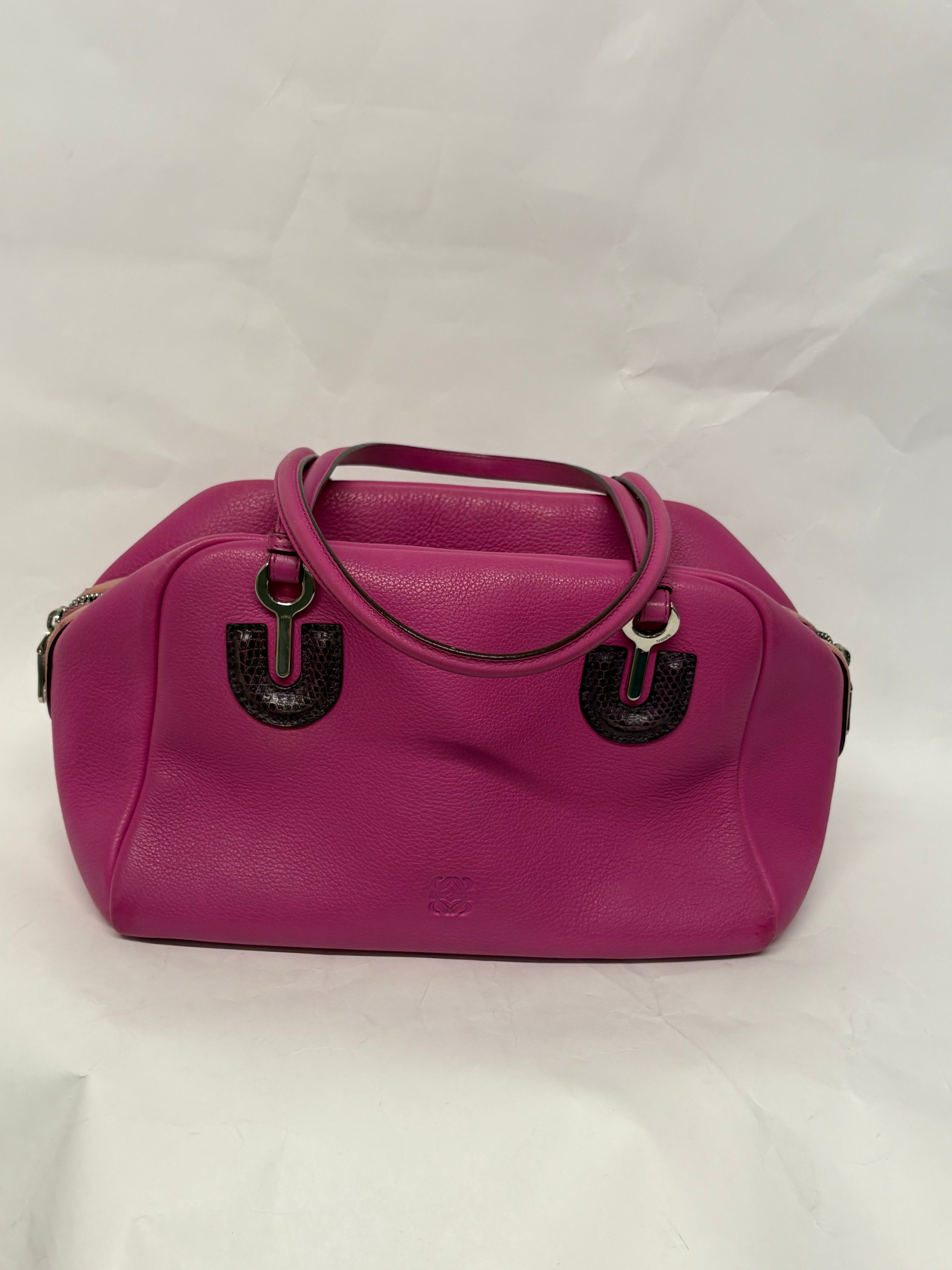 Loewe Bolso Vintage Fucsia Piel con Detalles Exóticos