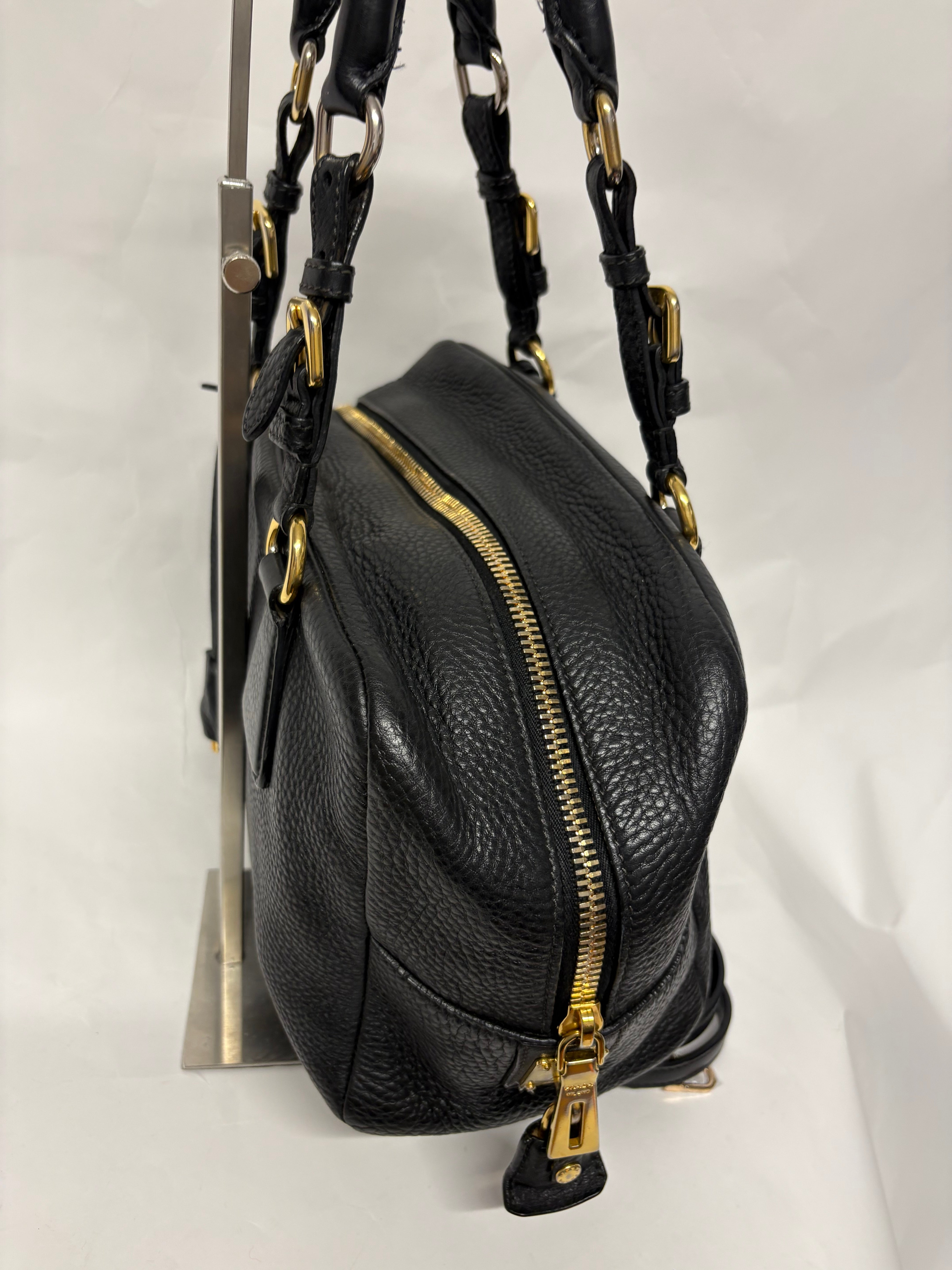 Prada Vitello Daino Negro 2-Way Original – Bandolera