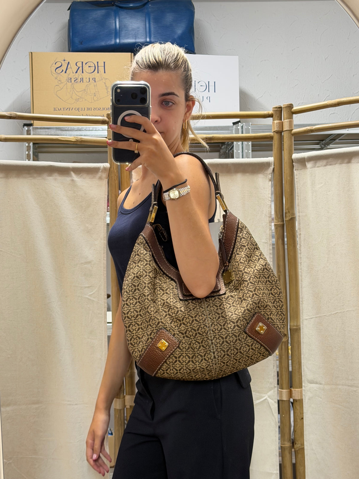 Loewe Anagram safari New Road Hobo Lona Beige