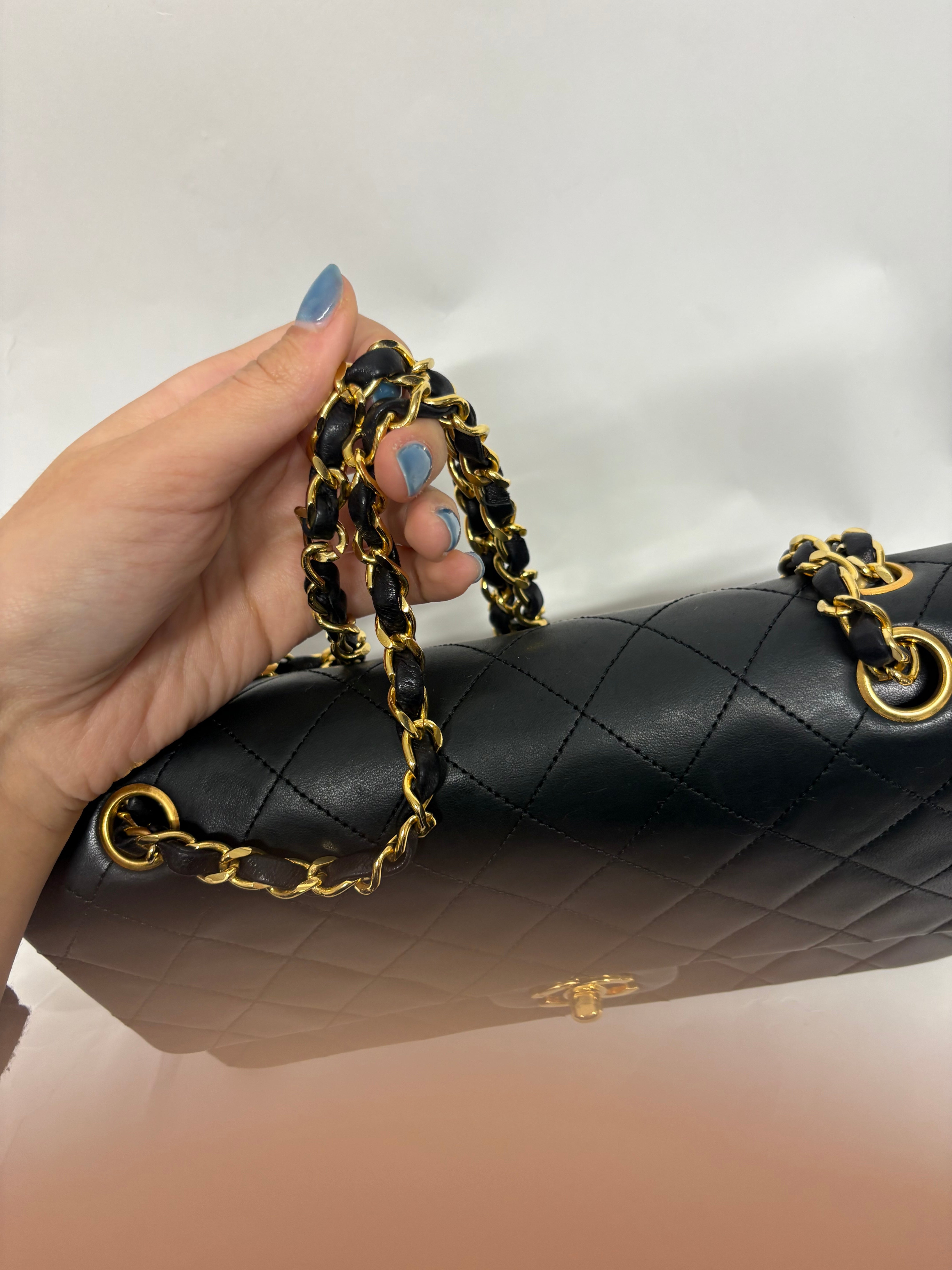 Chanel Timeless Double Flap 25 Lambskin negro serie 0