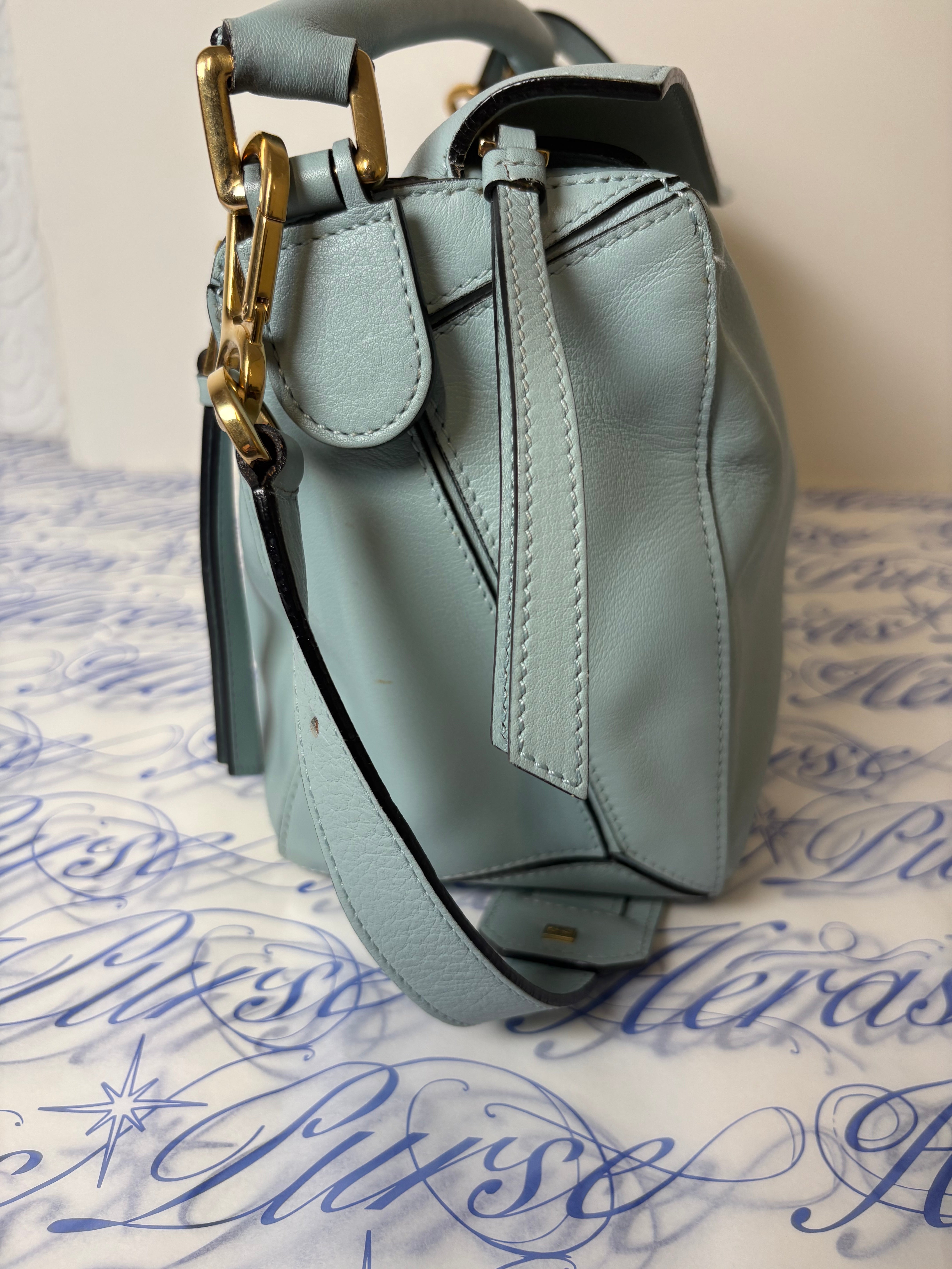 Loewe puzzle bag mediano sky baby blue