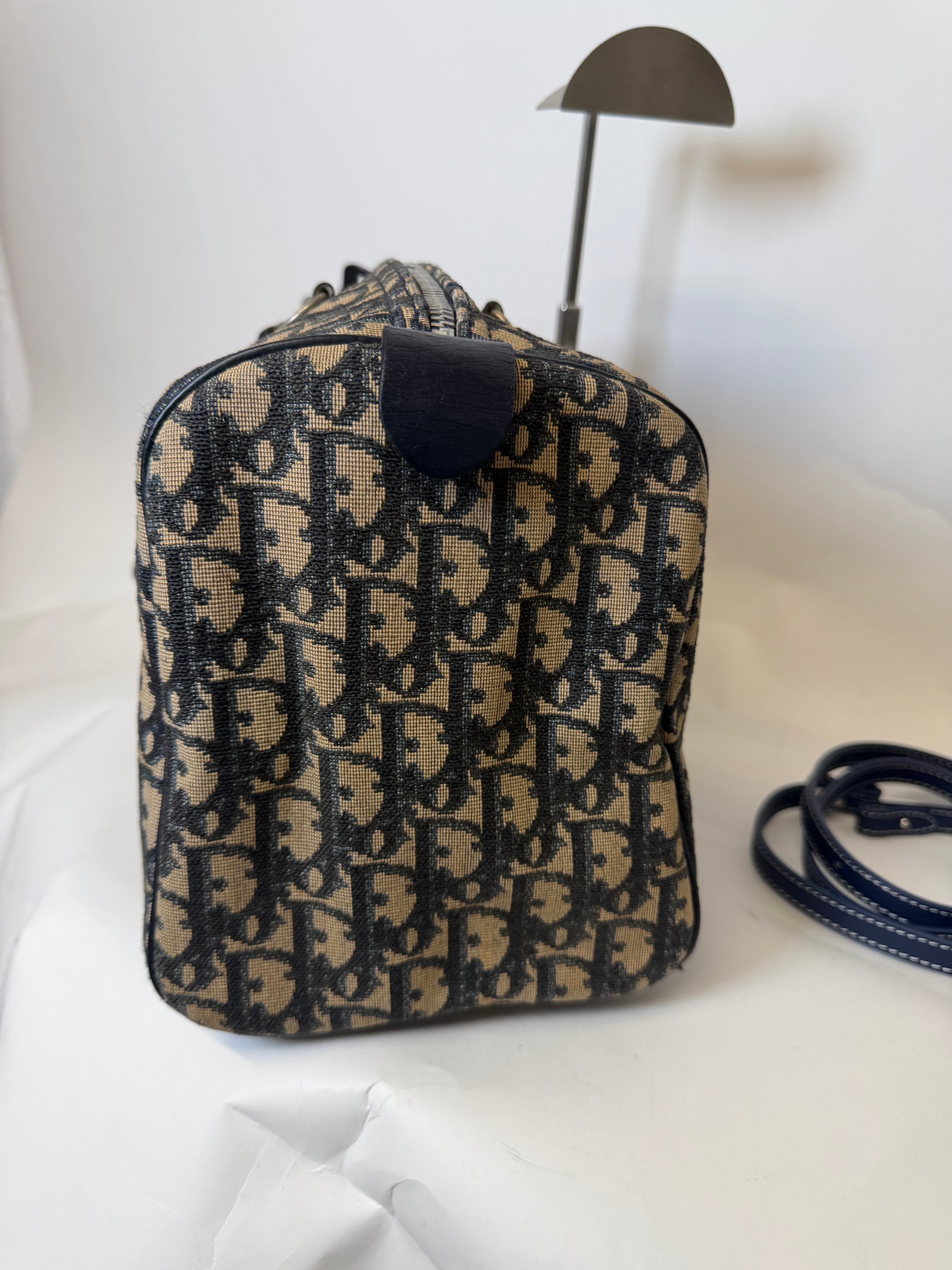 Dior Trotter Boston Lona y Piel Azul Marino