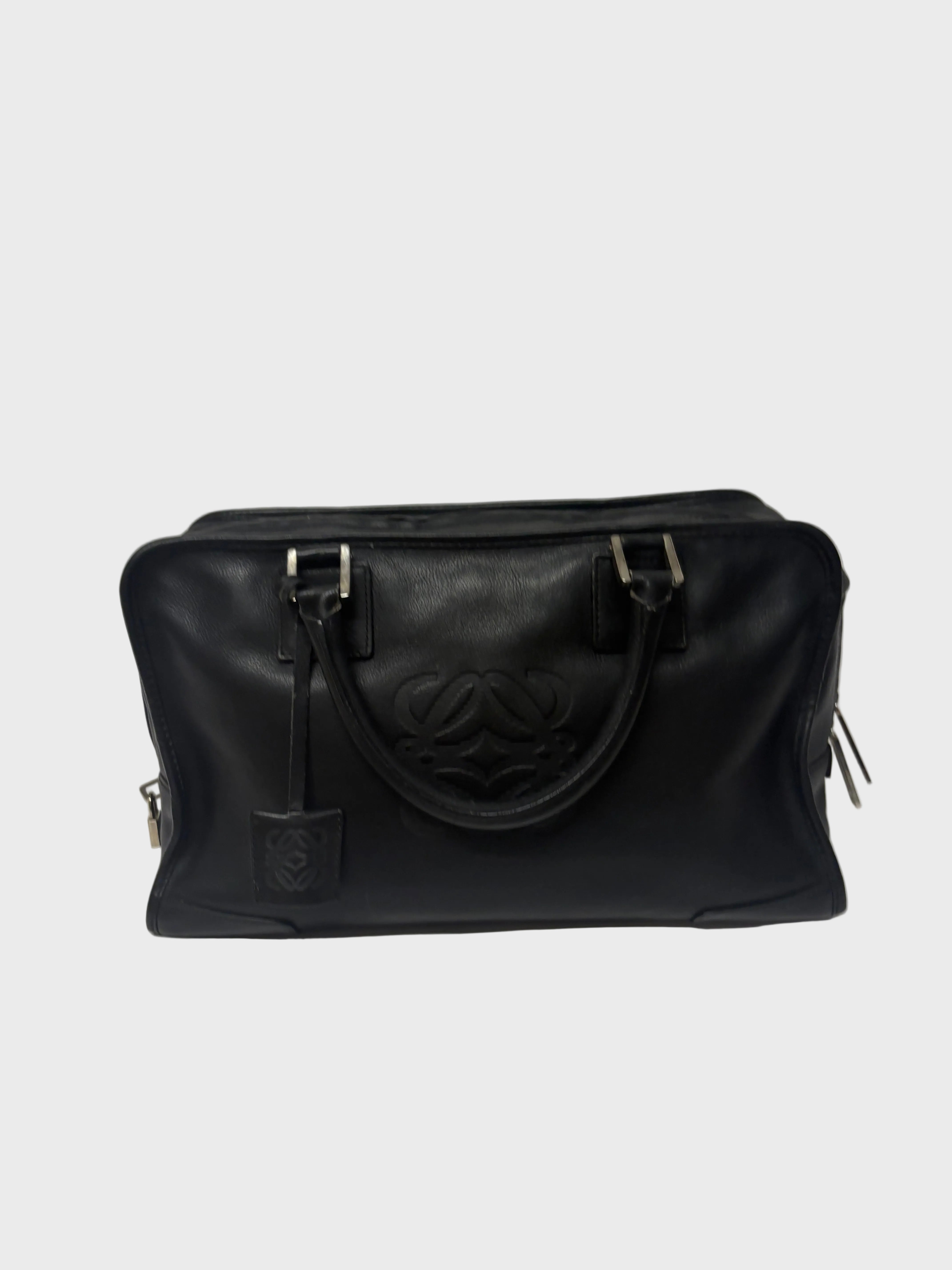 Loewe Amazona 36 Piel Negra Herrajes Plata