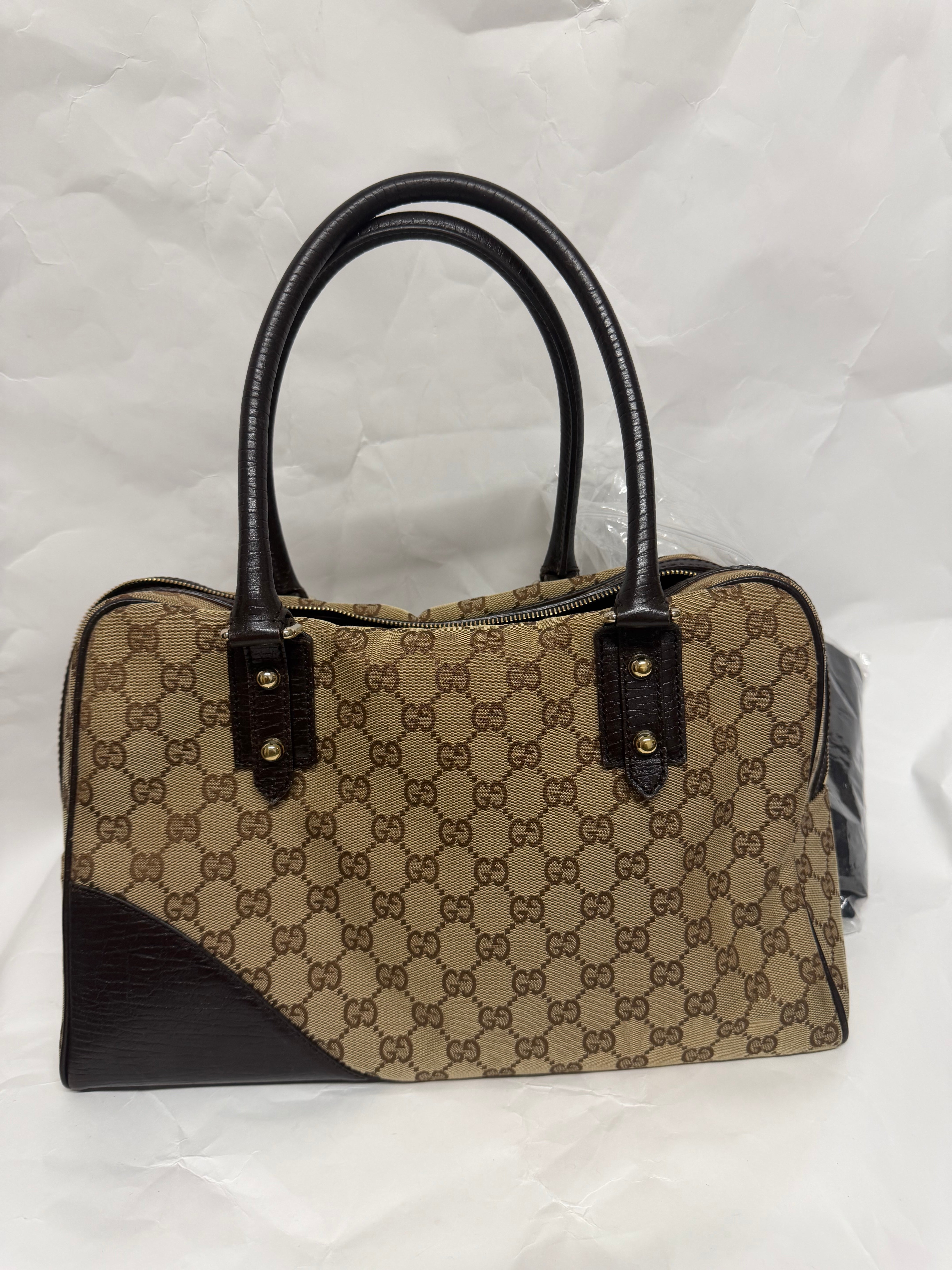 Gucci Hasler Horsebit GG Canvas Shoulder Bag