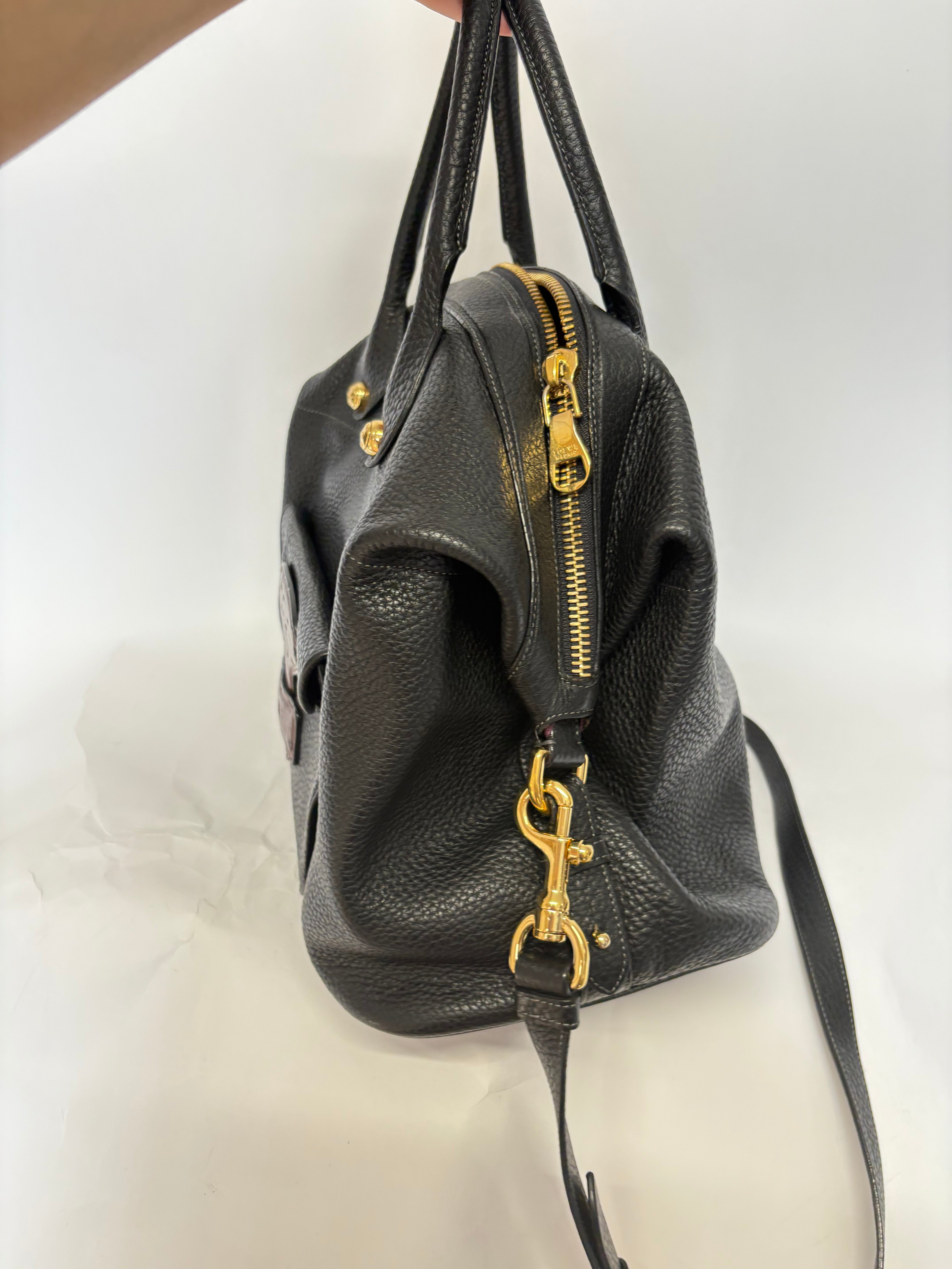 LOEWE Boston Bag Ostrich Pocket Edition Medium Black