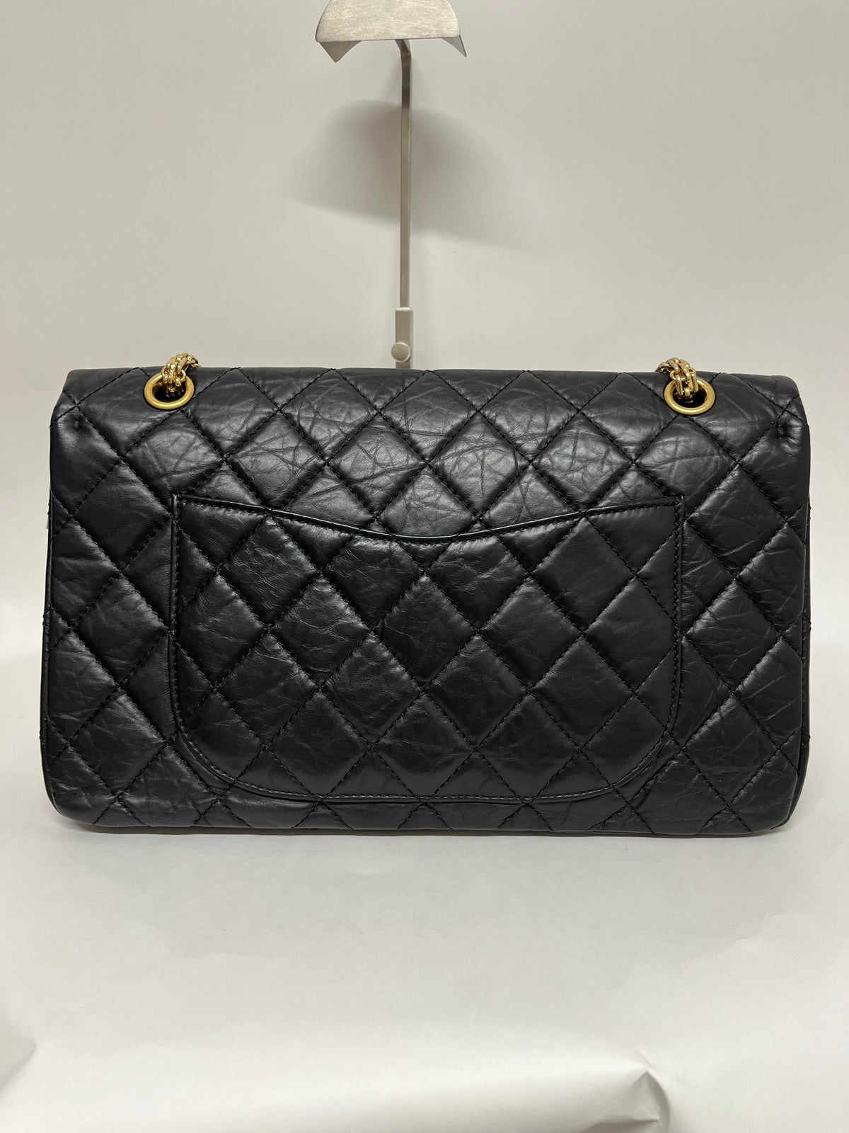 Chanel Reissue 2.55 Double Flap 227 Piel de Becerro Envejecida Negra · grande Serie 15