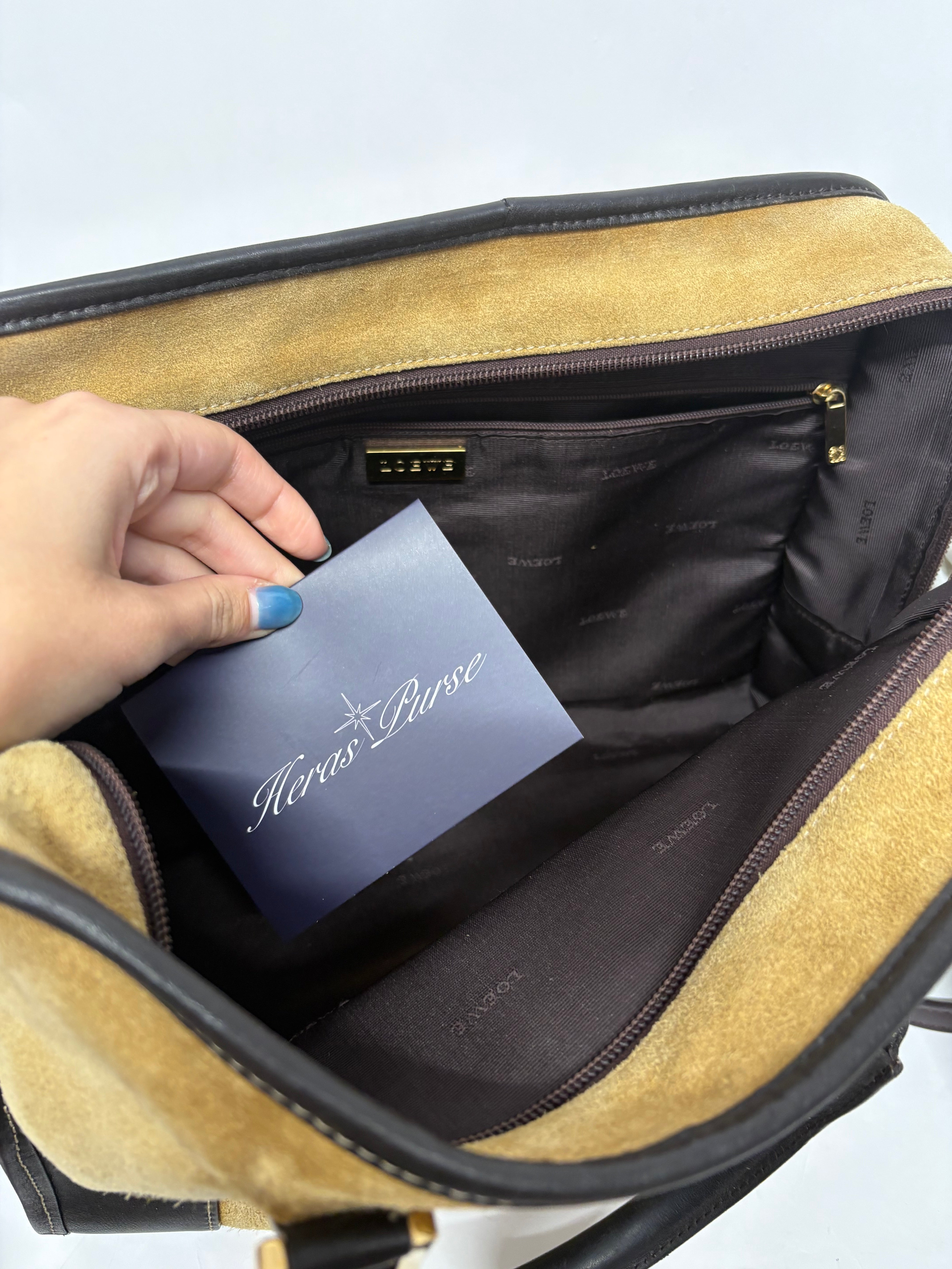 Loewe Amazona ante oro 32 marrón con bandolera extra