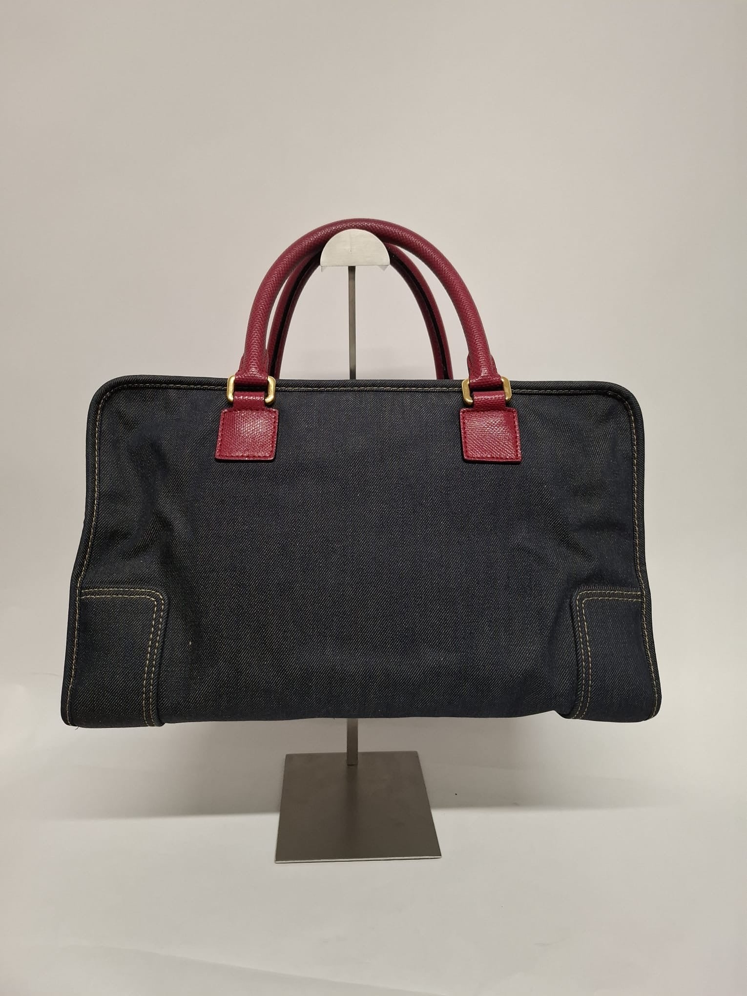Loewe Amazona 36 Denim y Piel Rosa Efecto Lagarto