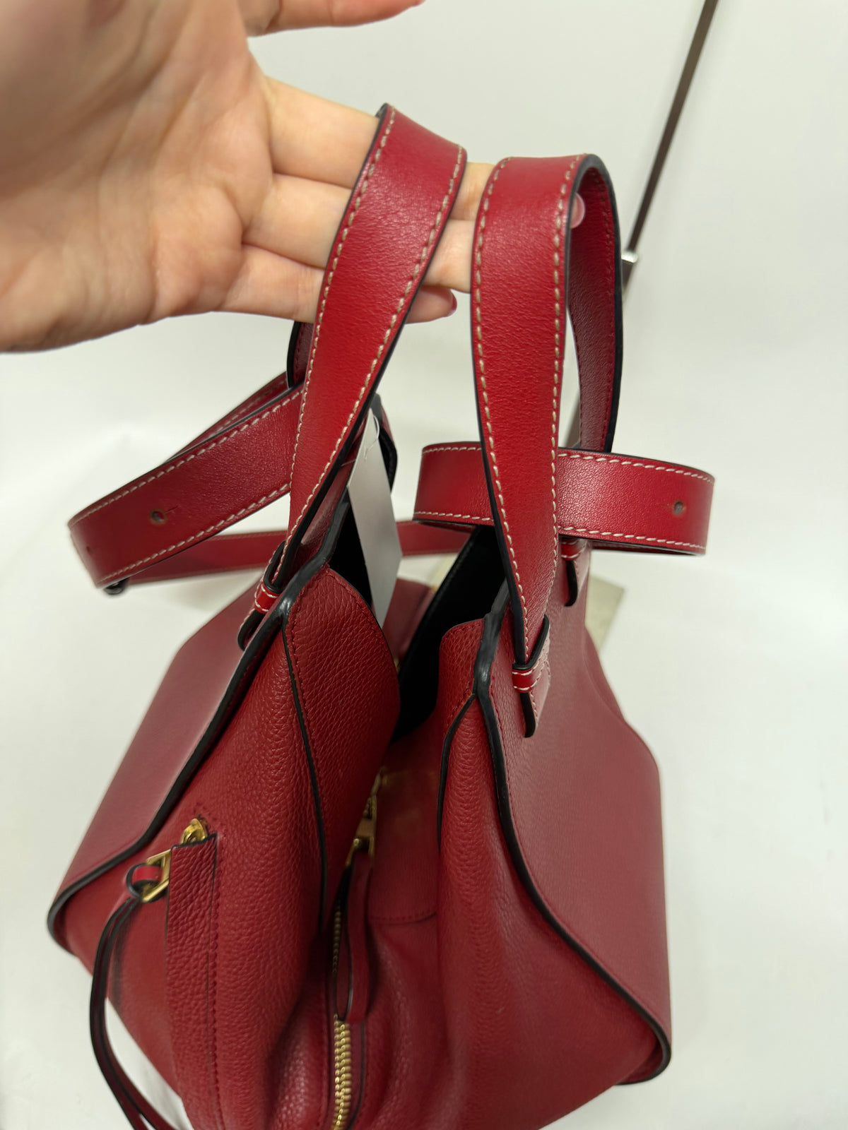 Loewe Hammock Pequeño Piel Granulada Rojo Burdeos