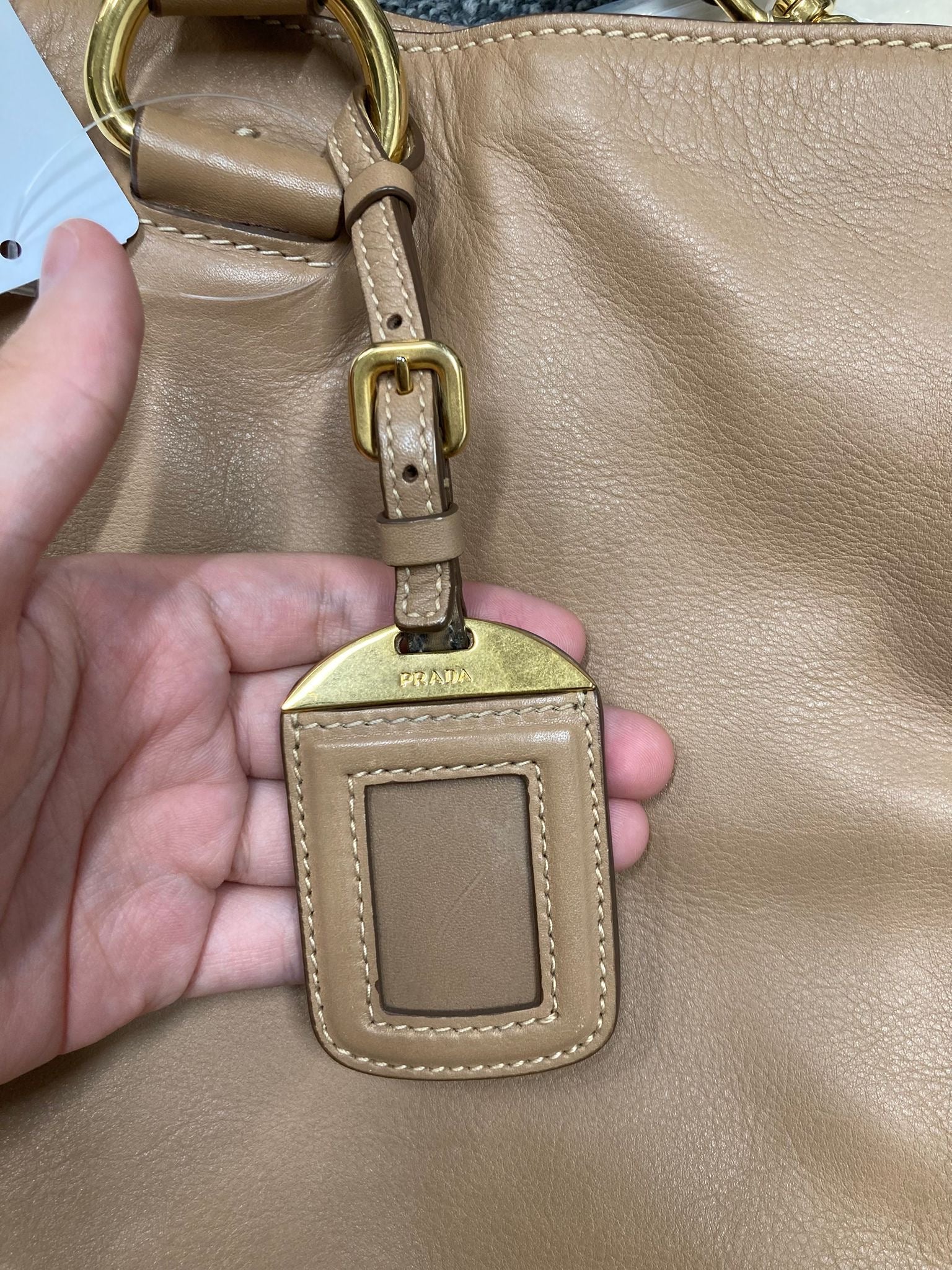 Prada Logo 2way Tote – Piel beige