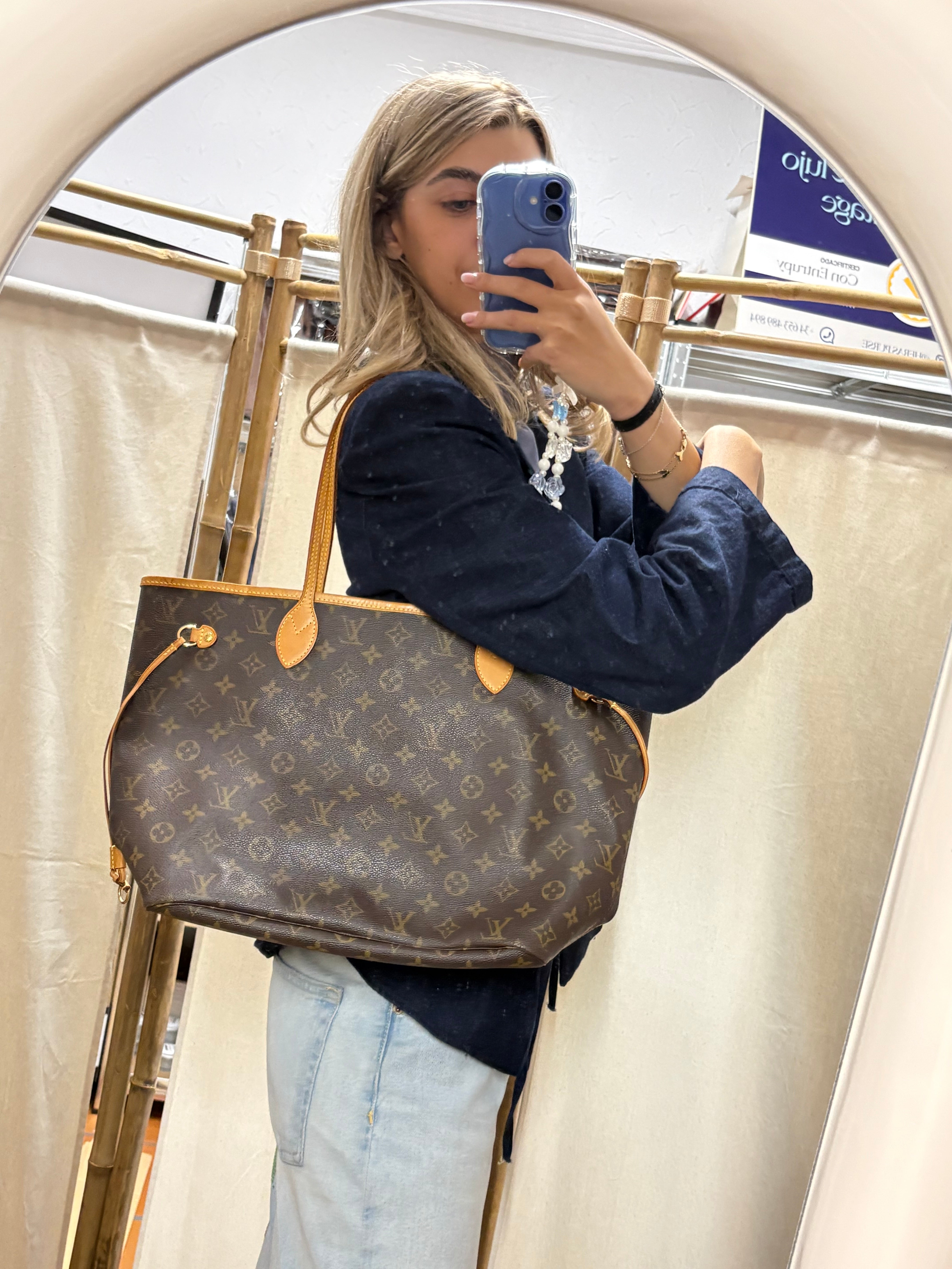 Louis Vuitton Neverfull MM Monogram y Beige