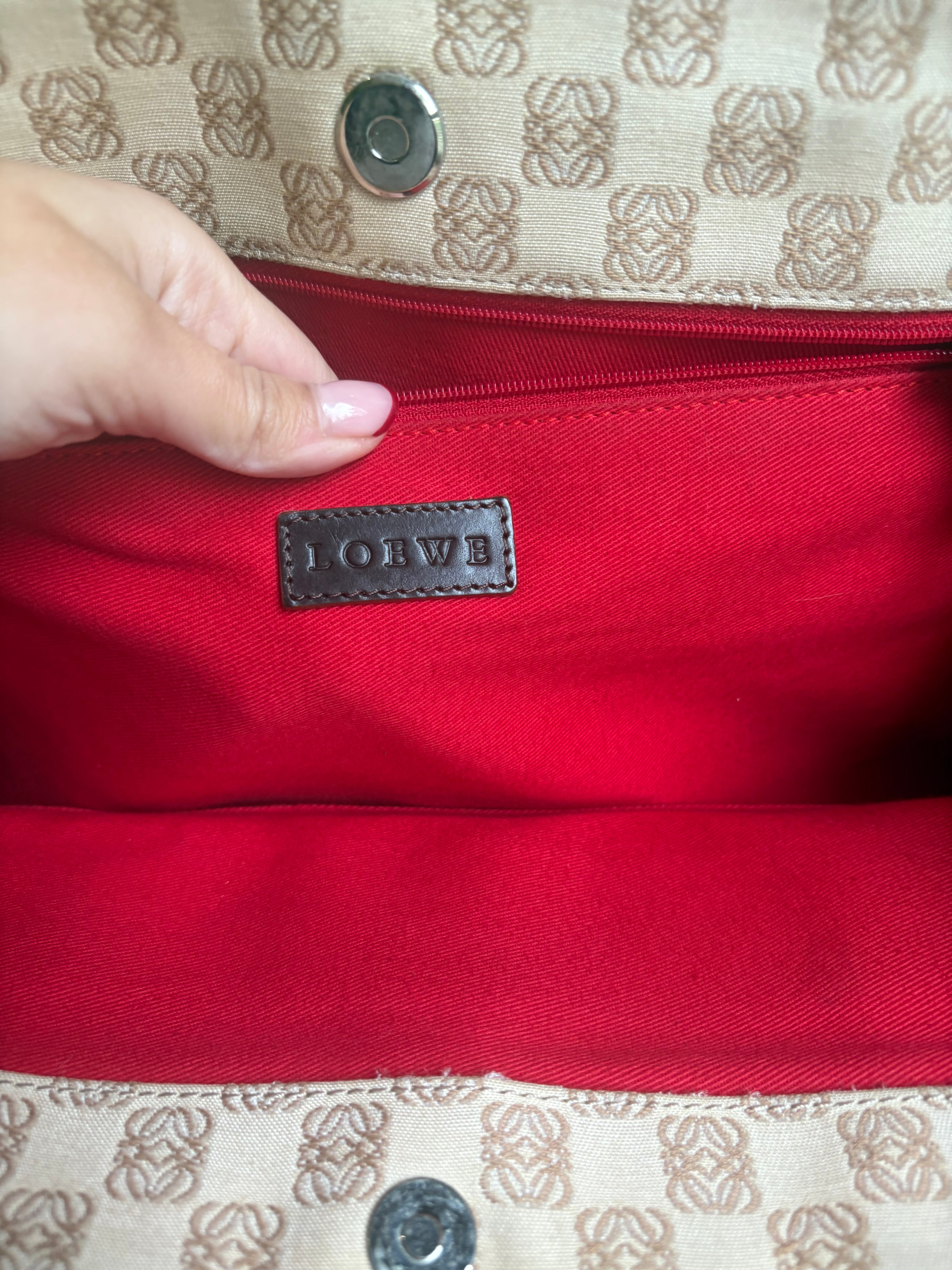 Loewe tote canvas marrón vintage