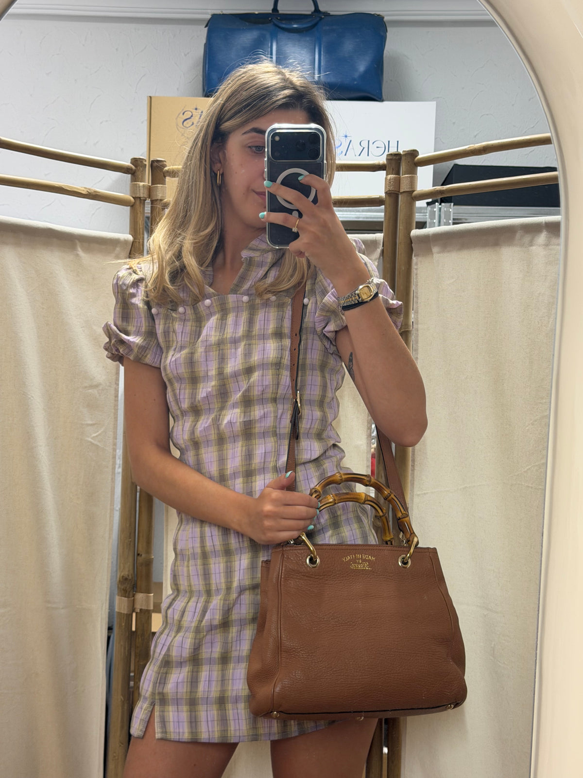 Gucci Bamboo Shopper Small Piel de Becerro Marrón