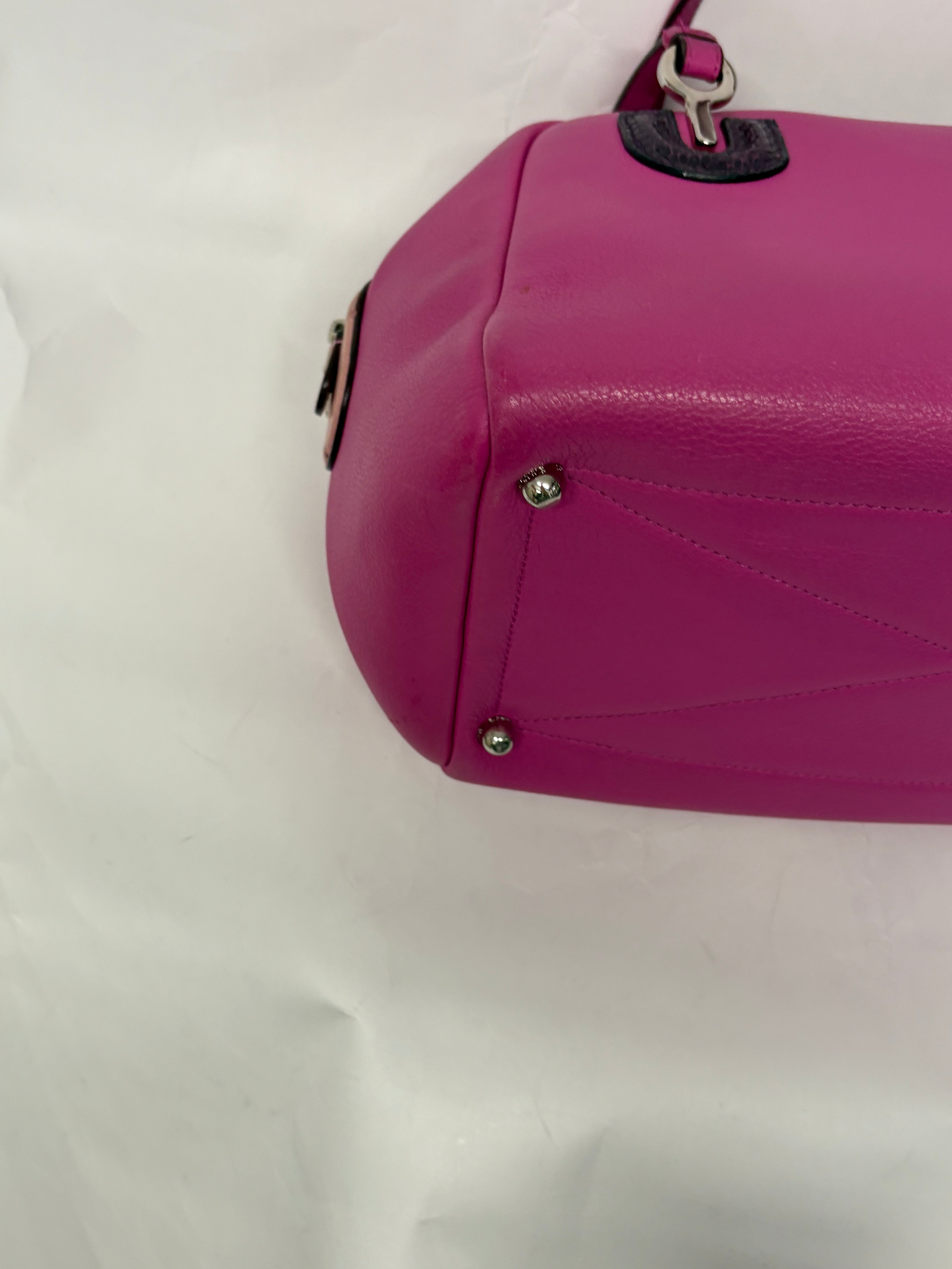 Loewe Bolso Vintage Fucsia Piel con Detalles Exóticos