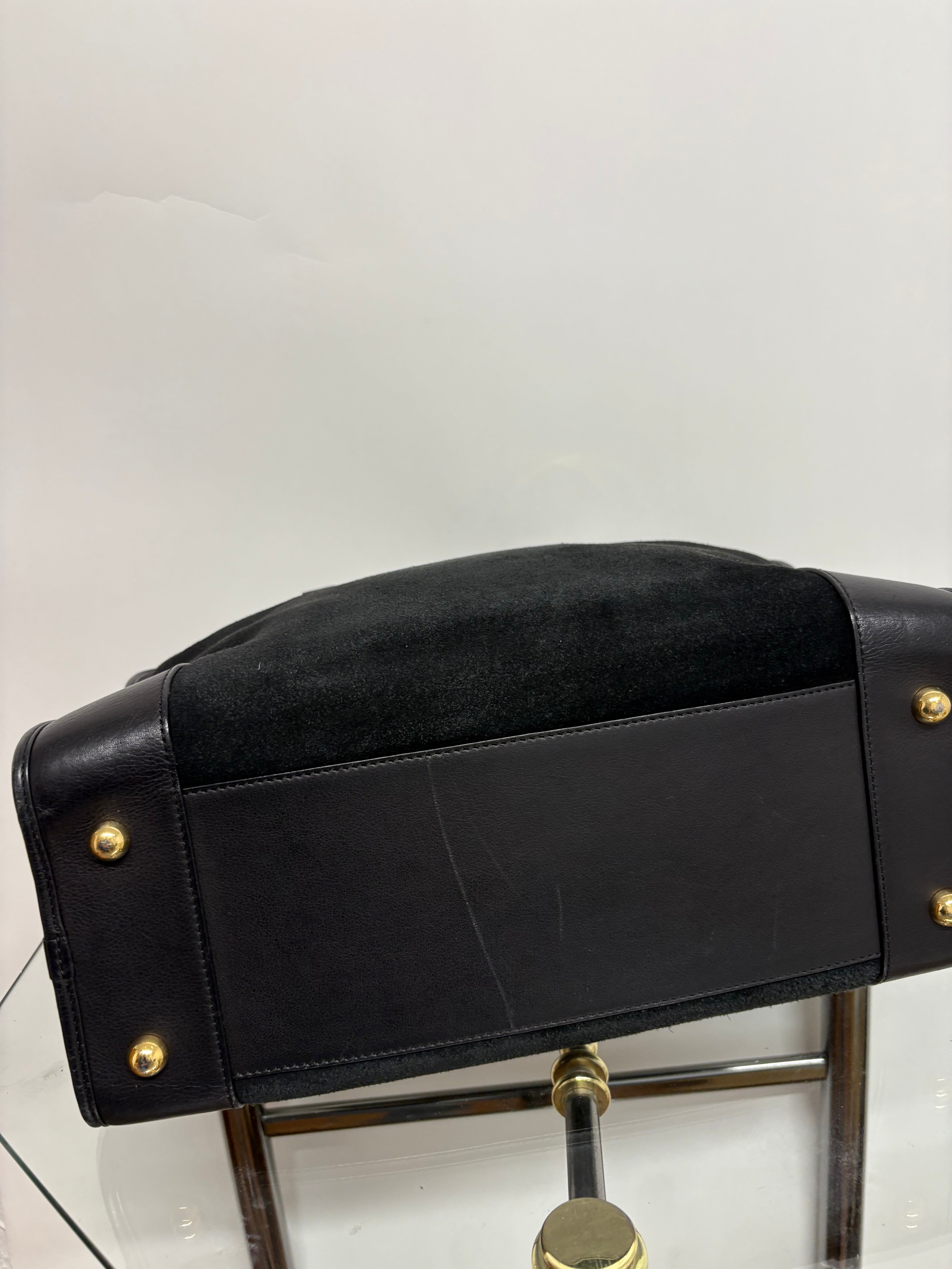 Loewe amazona 35 negro piel ante y piel lisa