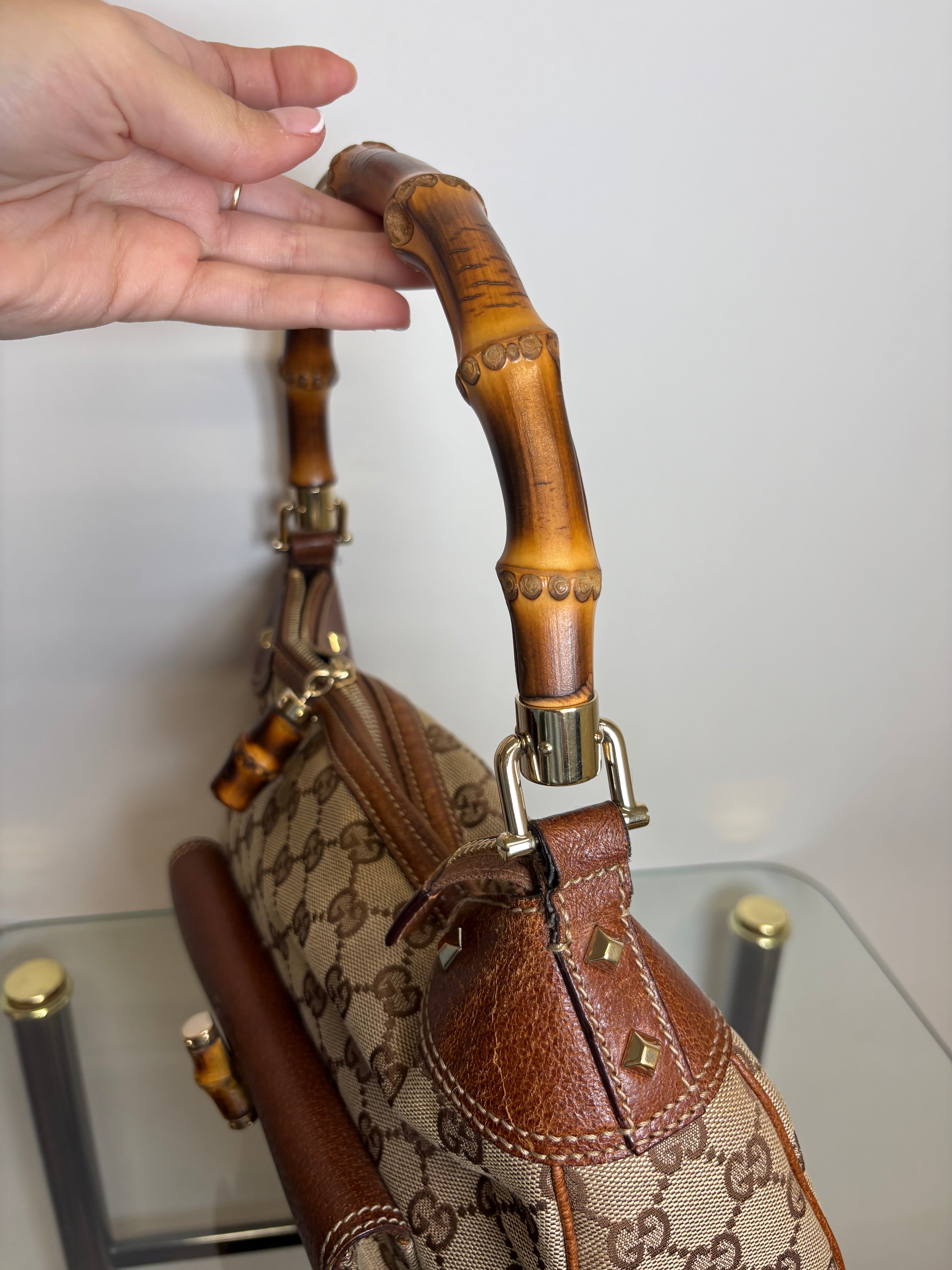 Gucci bamboo gg canvas marrón con bandolera (extra)