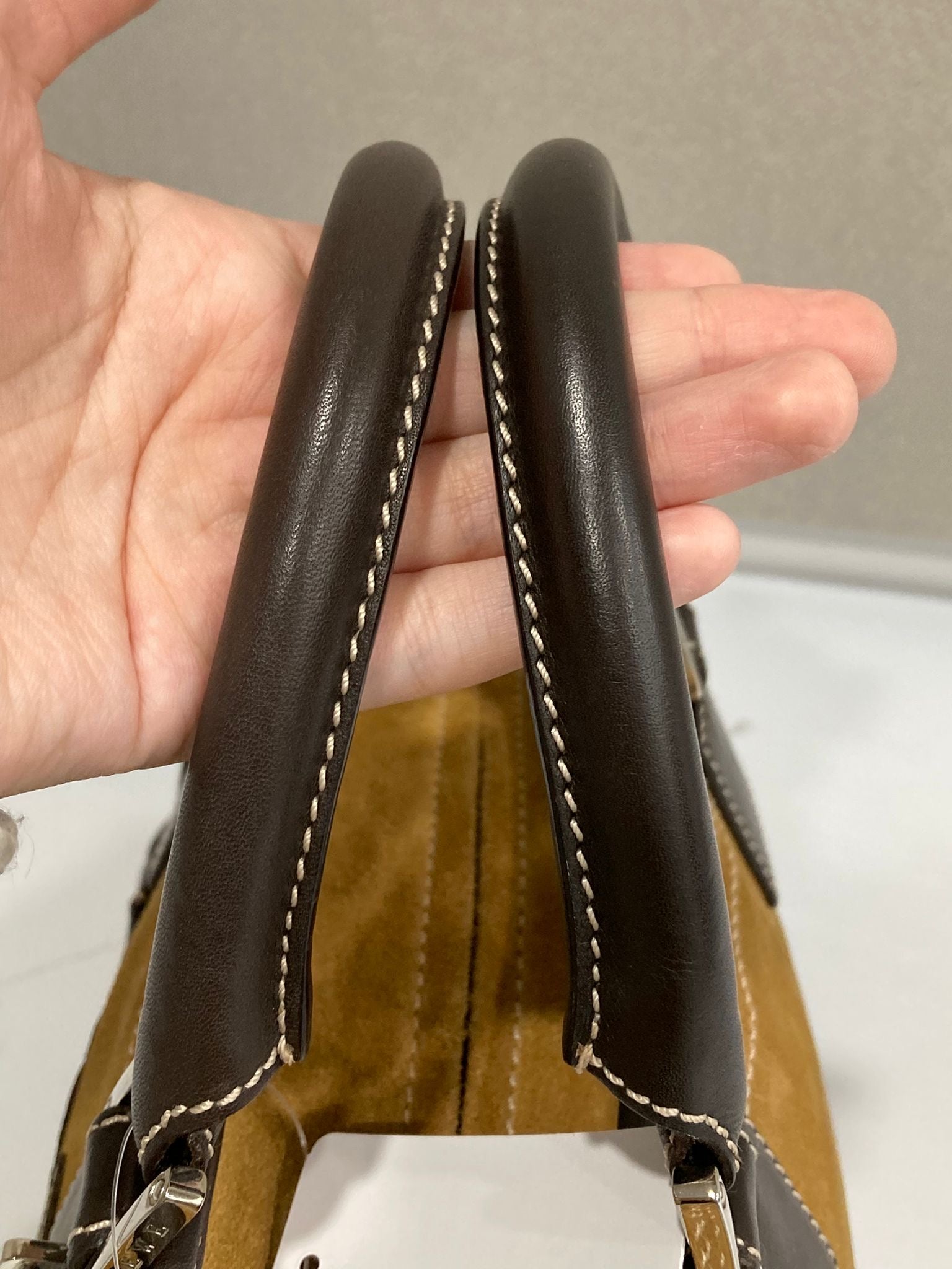 Loewe Amazona 28 Ante oro y Piel Camel/Marrón