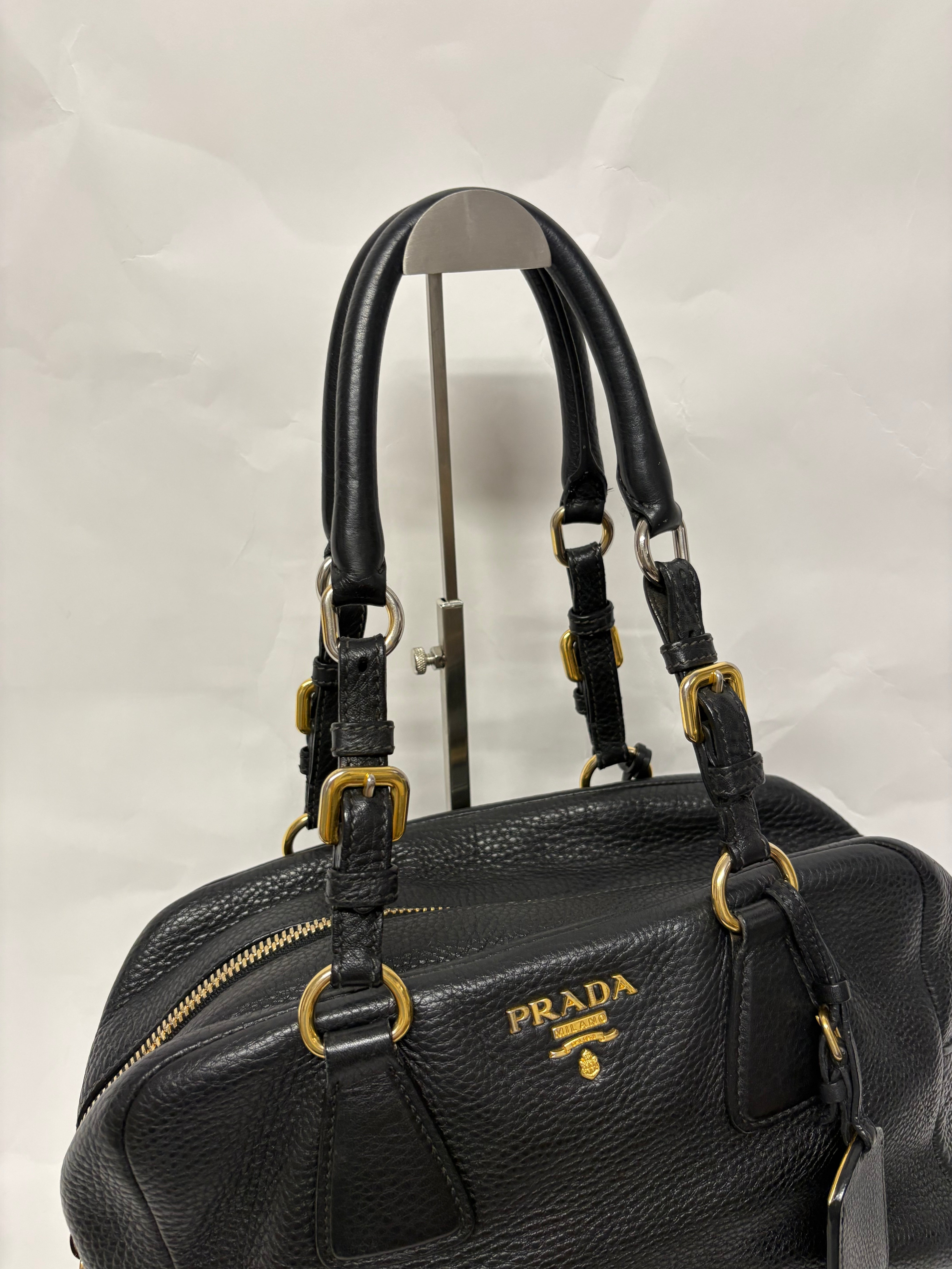 Prada Vitello Daino Negro 2-Way Original – Bandolera