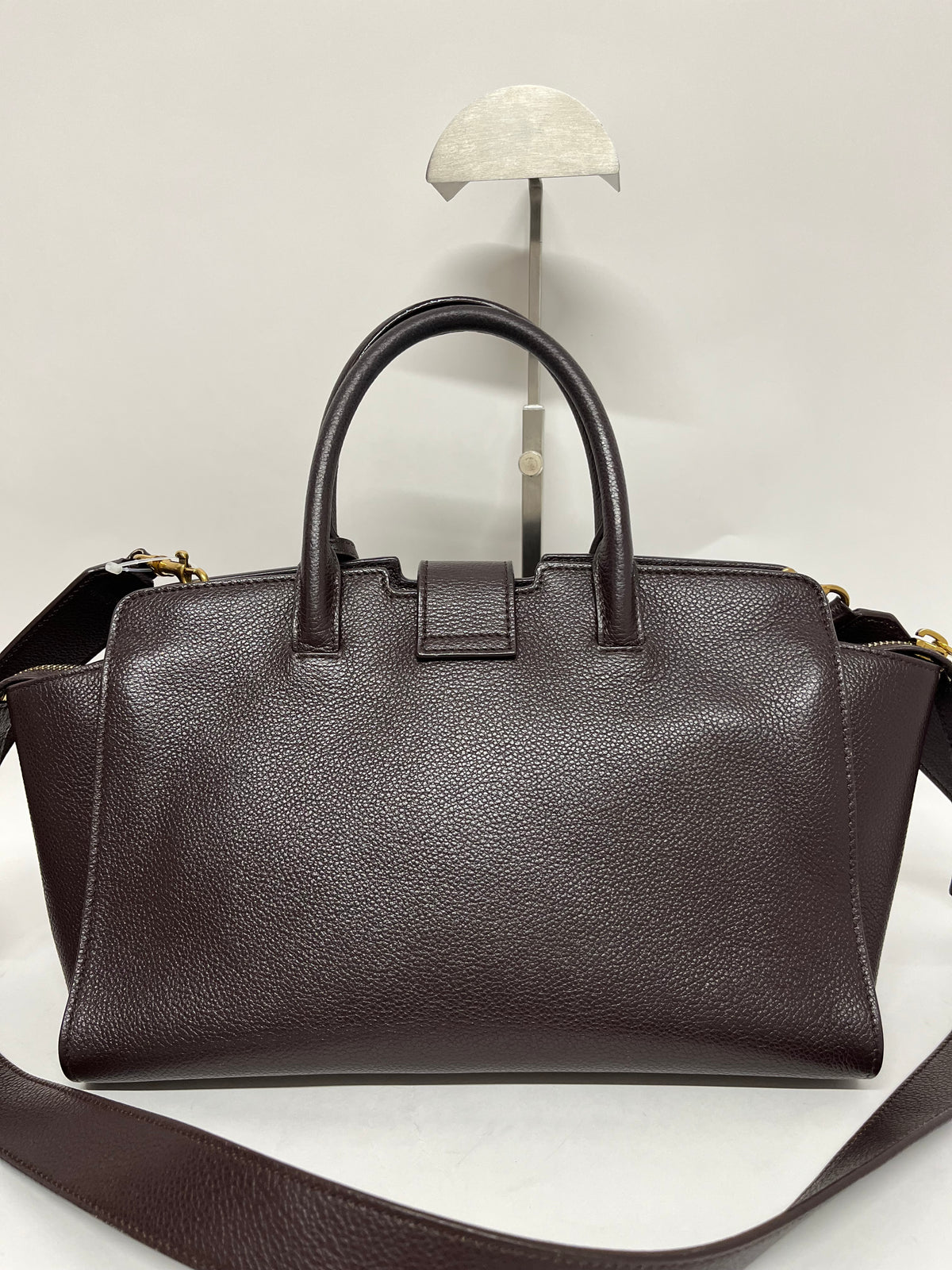 Saint Laurent Cabas 2Way Piel Marrón berenjena con Bandolera