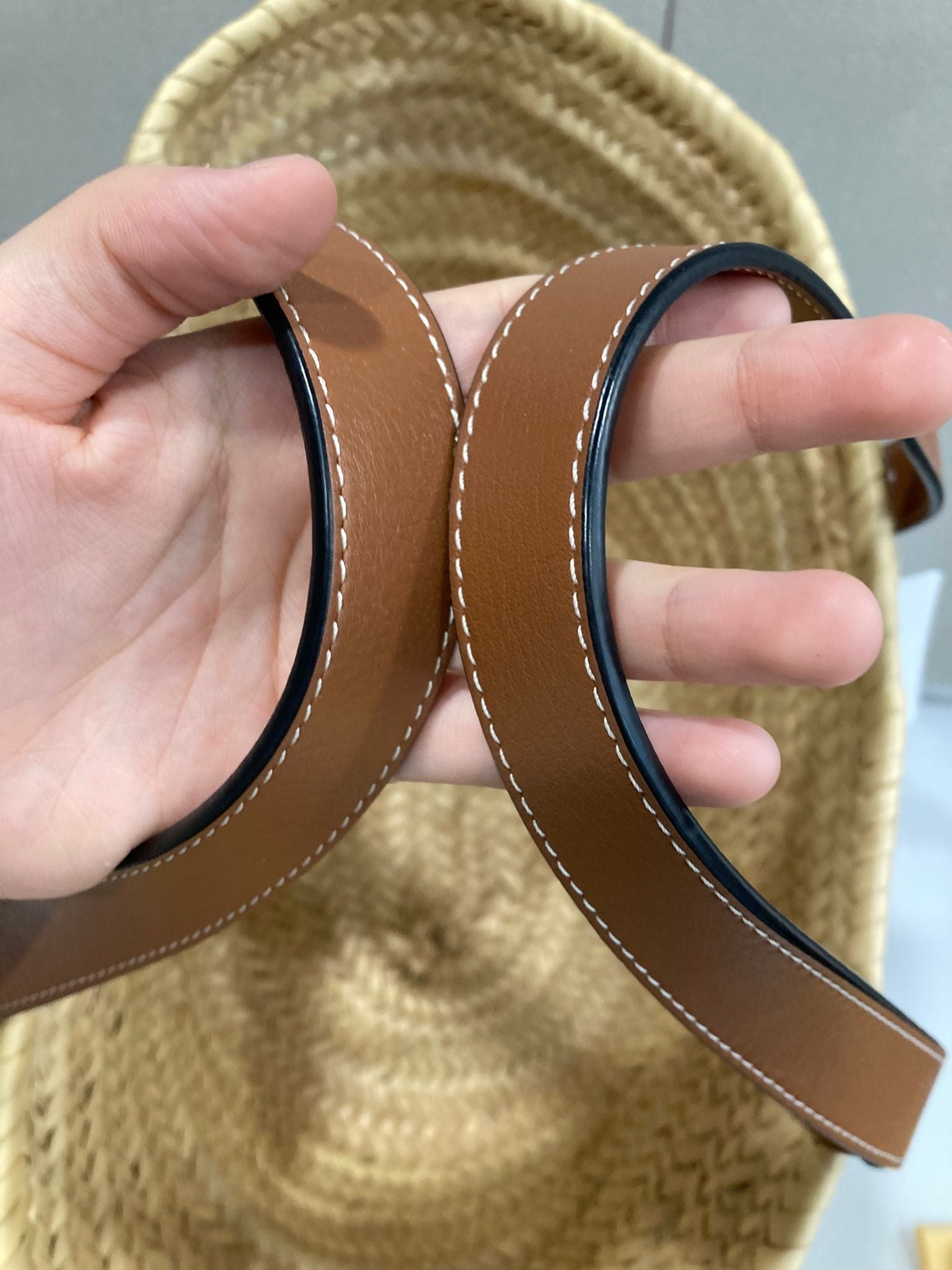 Loewe cesta rafia mediana - grande marrón clásica