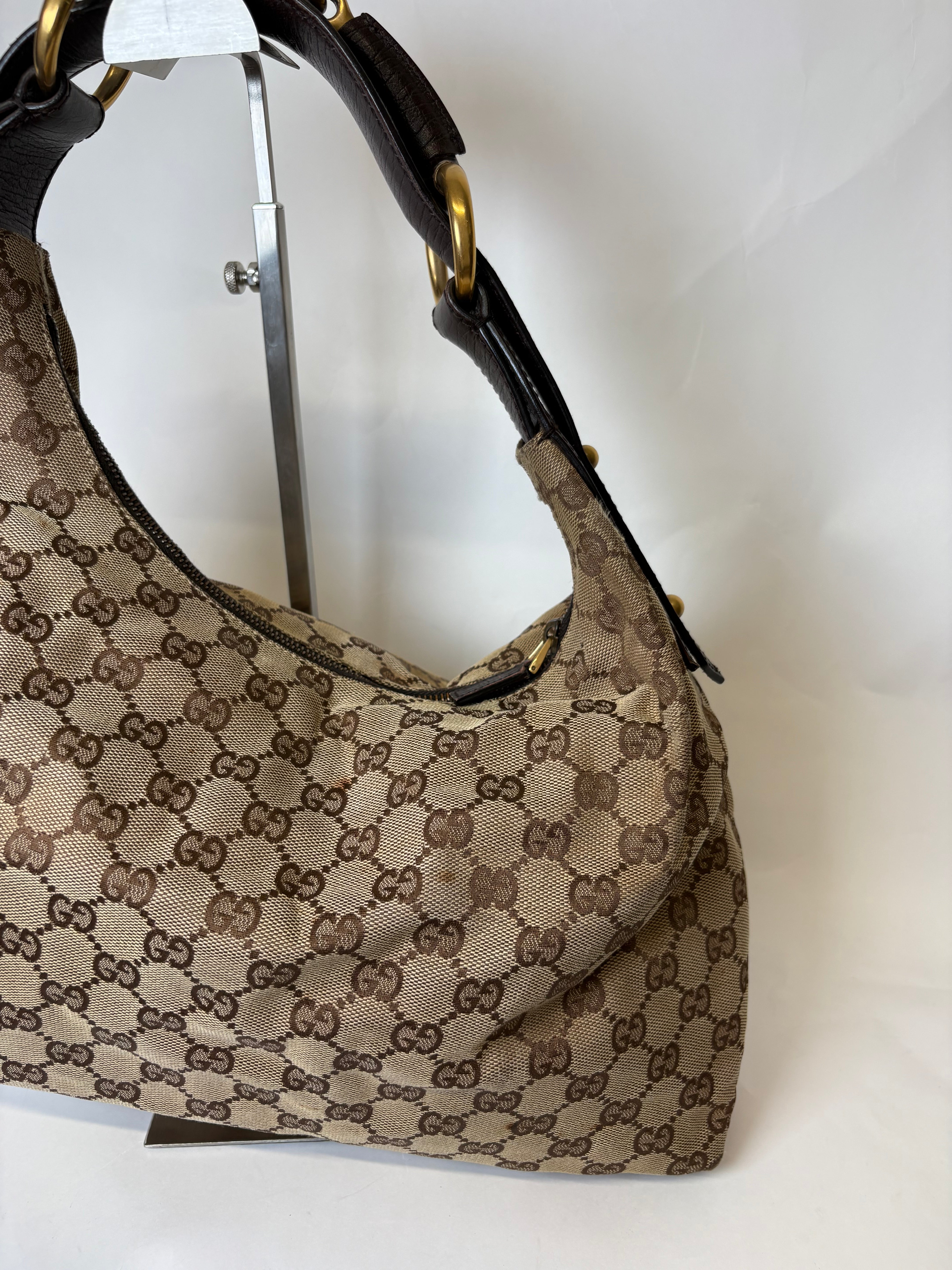 Gucci Horsebit Hobo GG Canvas Marrón