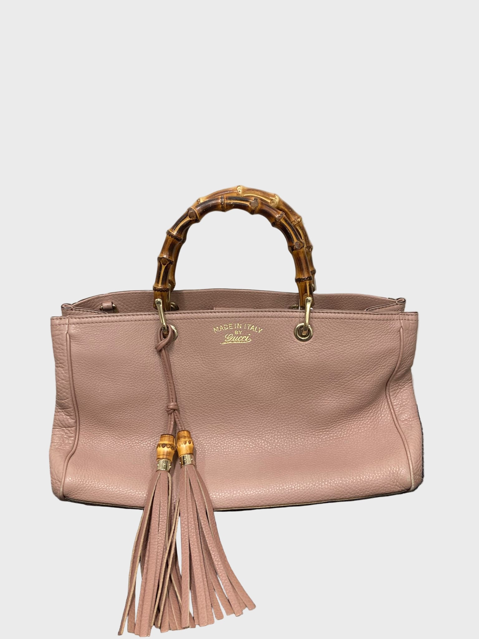 Gucci Bamboo 2Way Bag en piel rosa empolvado y bandolera
