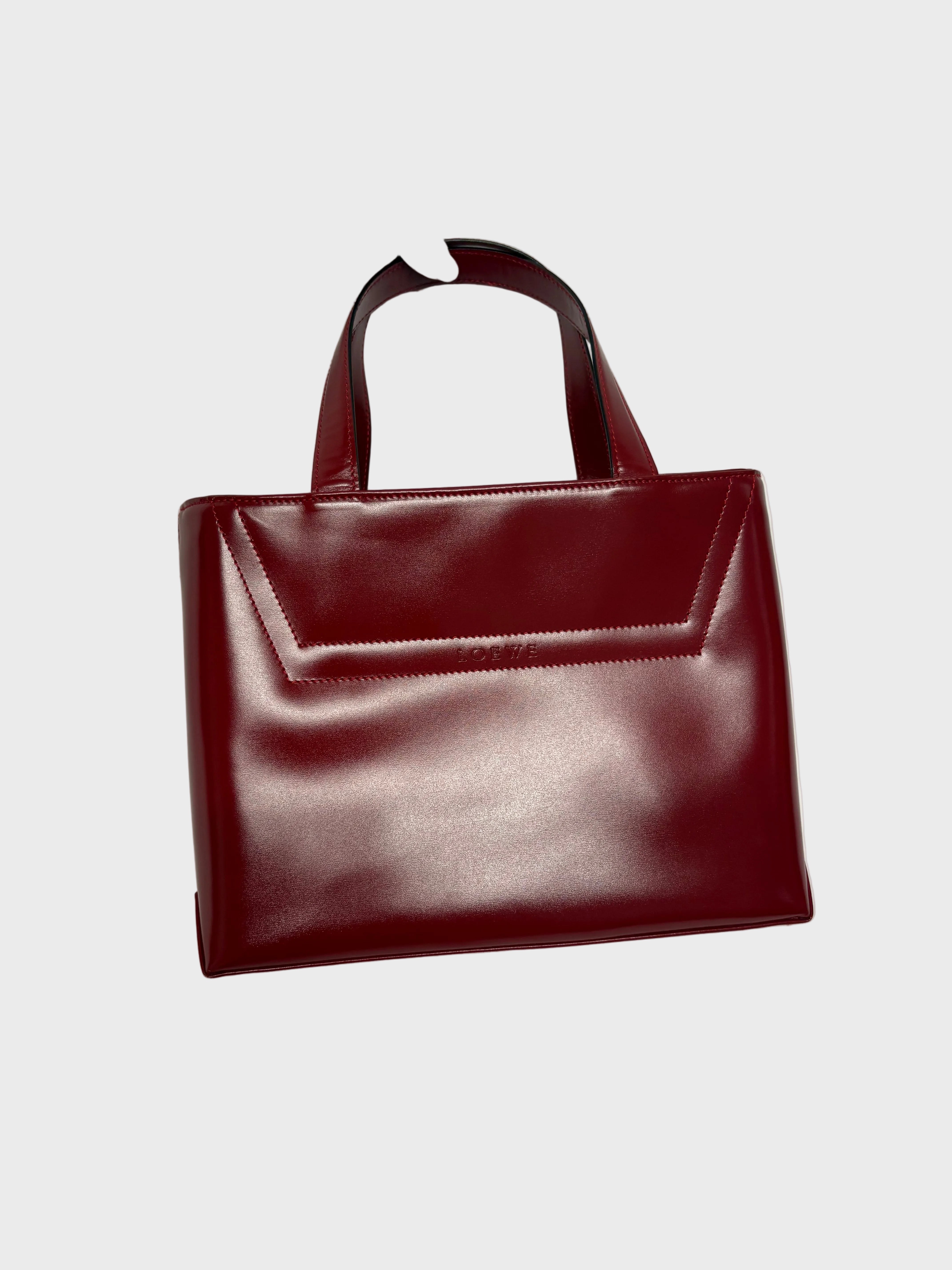 Loewe vintage estructurado cuadrado mini en piel cepillada roja