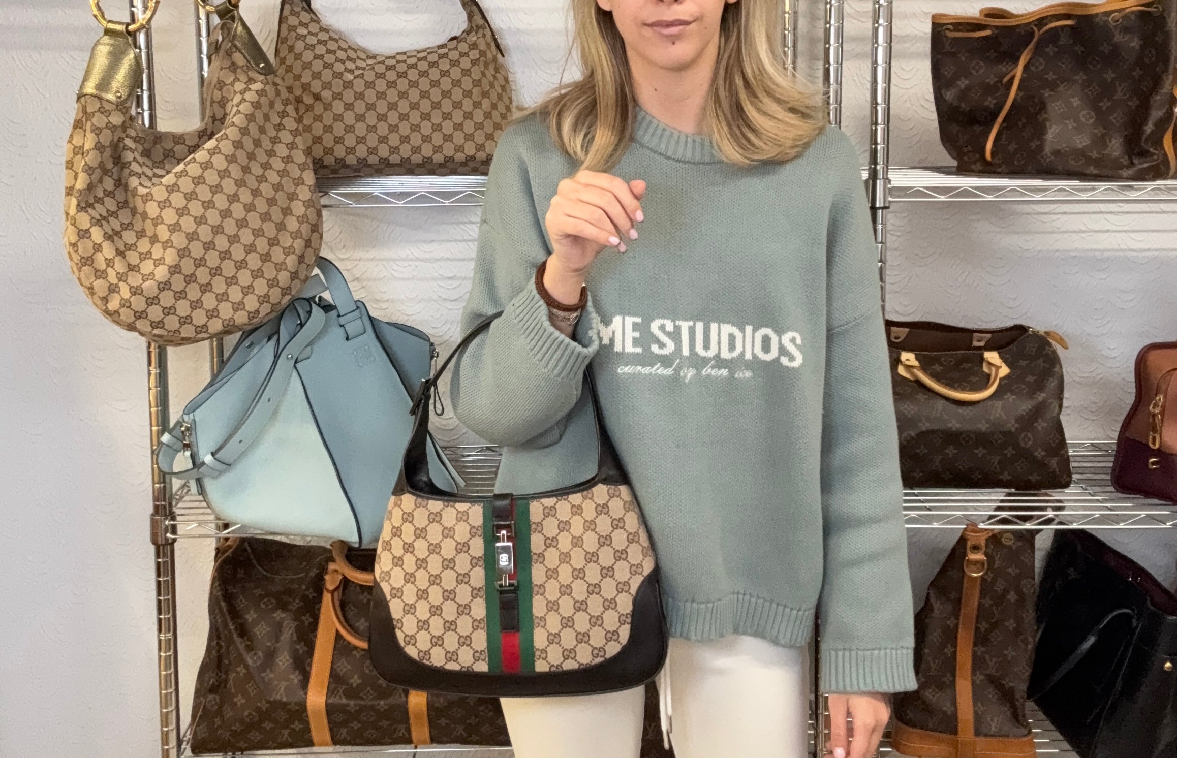 Gucci Jackie GG Canvas clasico mediano Marron Verde/Rojo