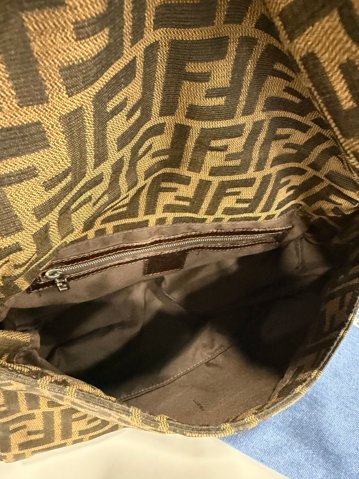 Fendi Mamma Baguette Lona Zucca Marrón vintage