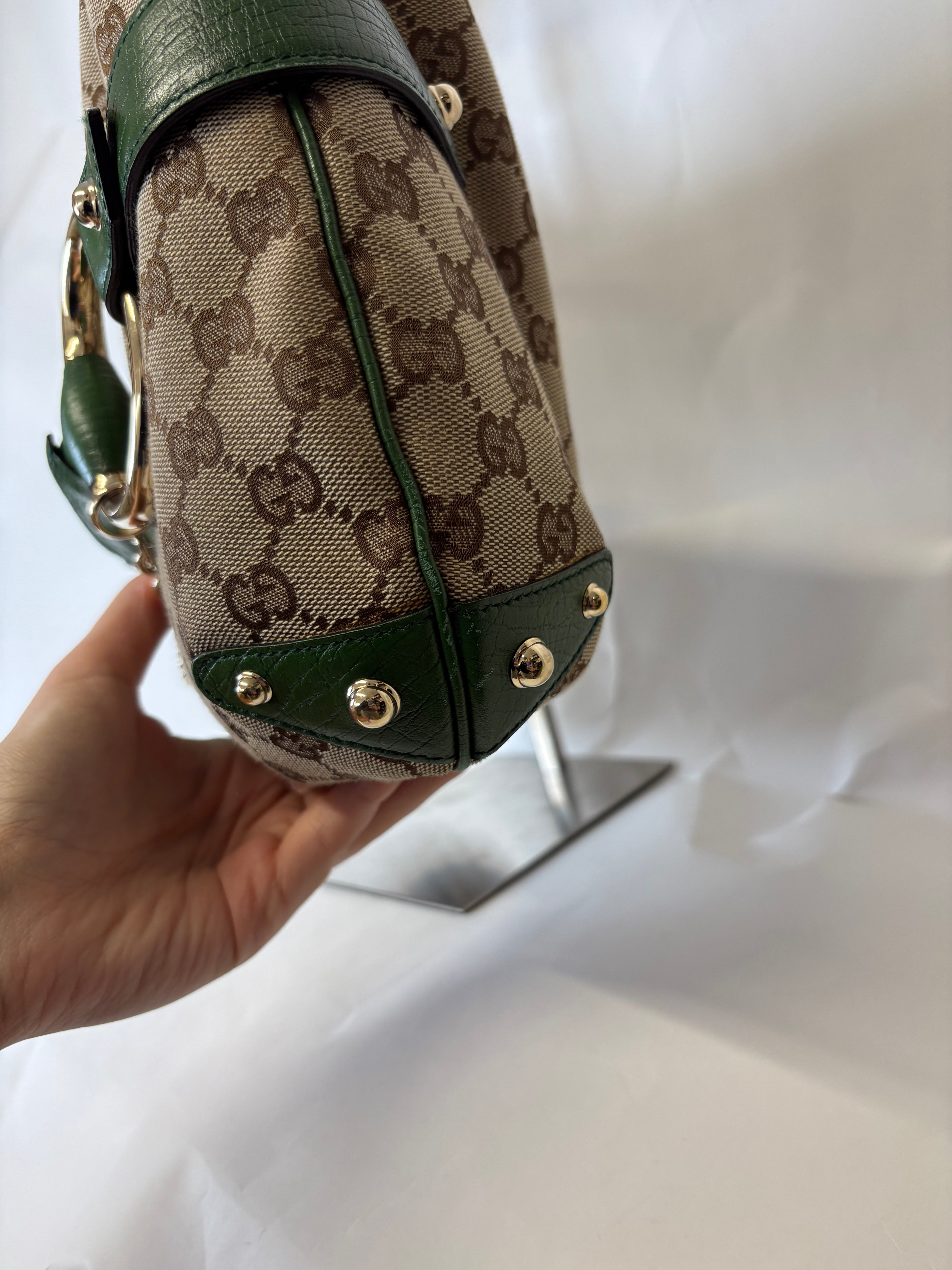 Gucci Horsebit Hobo chain large GG Canvas Verde Web