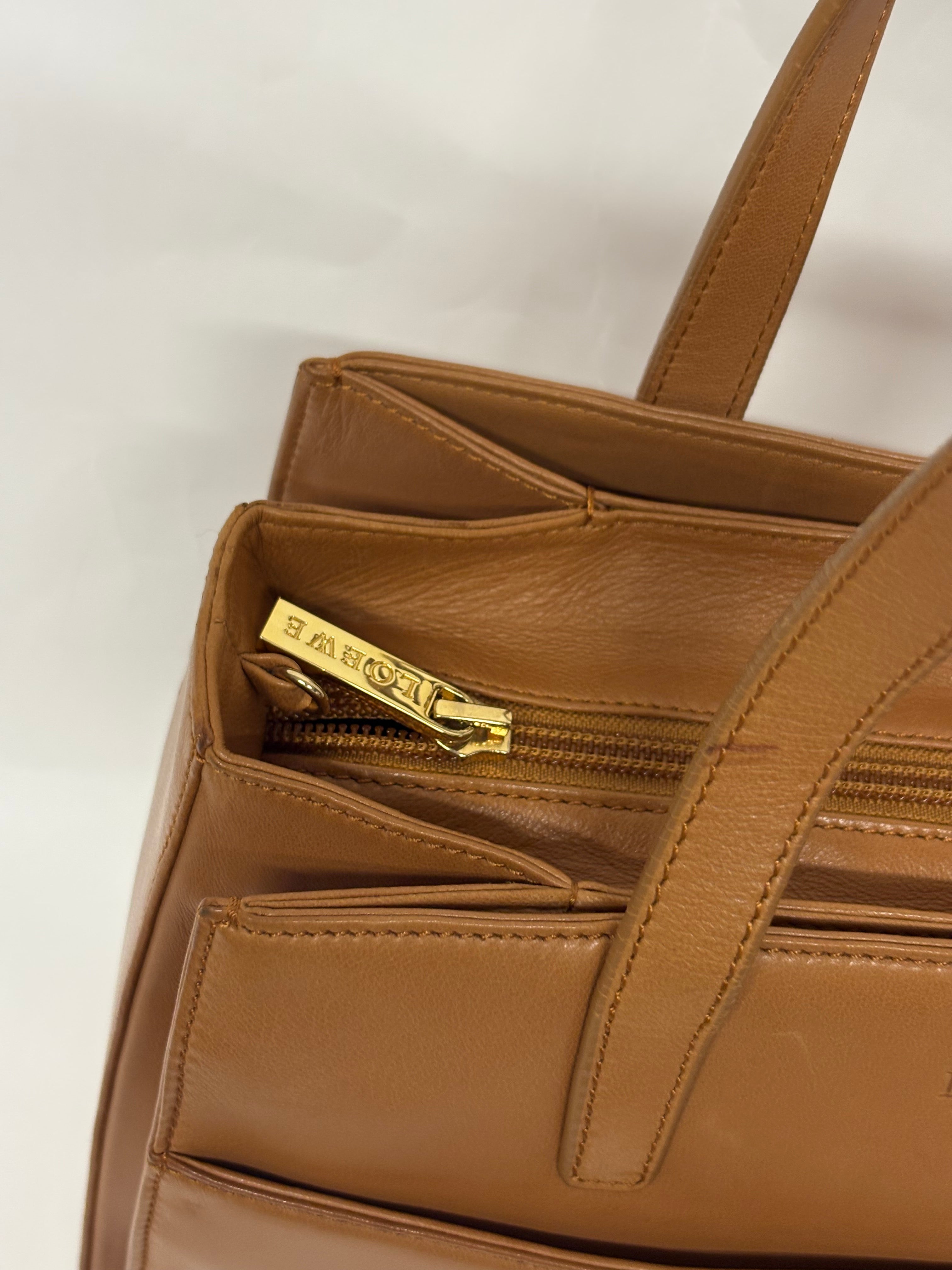 Loewe Vintage Piel Tafilete Camel 2-Way Original con bandolera