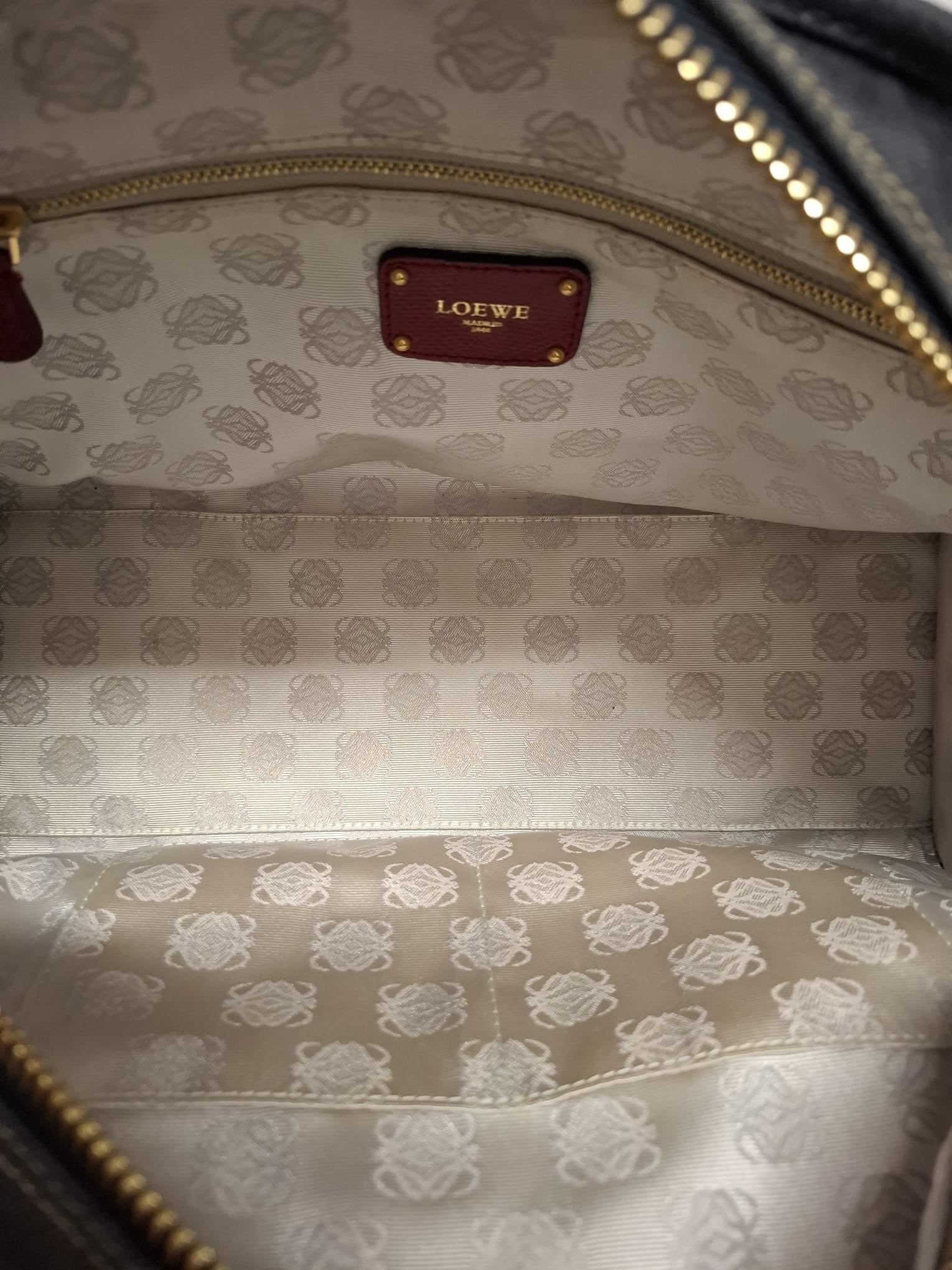 Loewe Amazona 36 Denim y Piel Rosa Efecto Lagarto