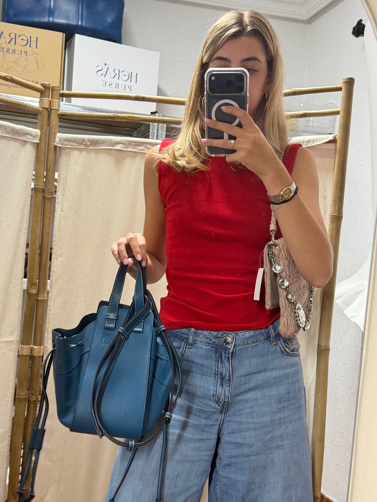 Loewe Hammock Small Piel Azul Lago
