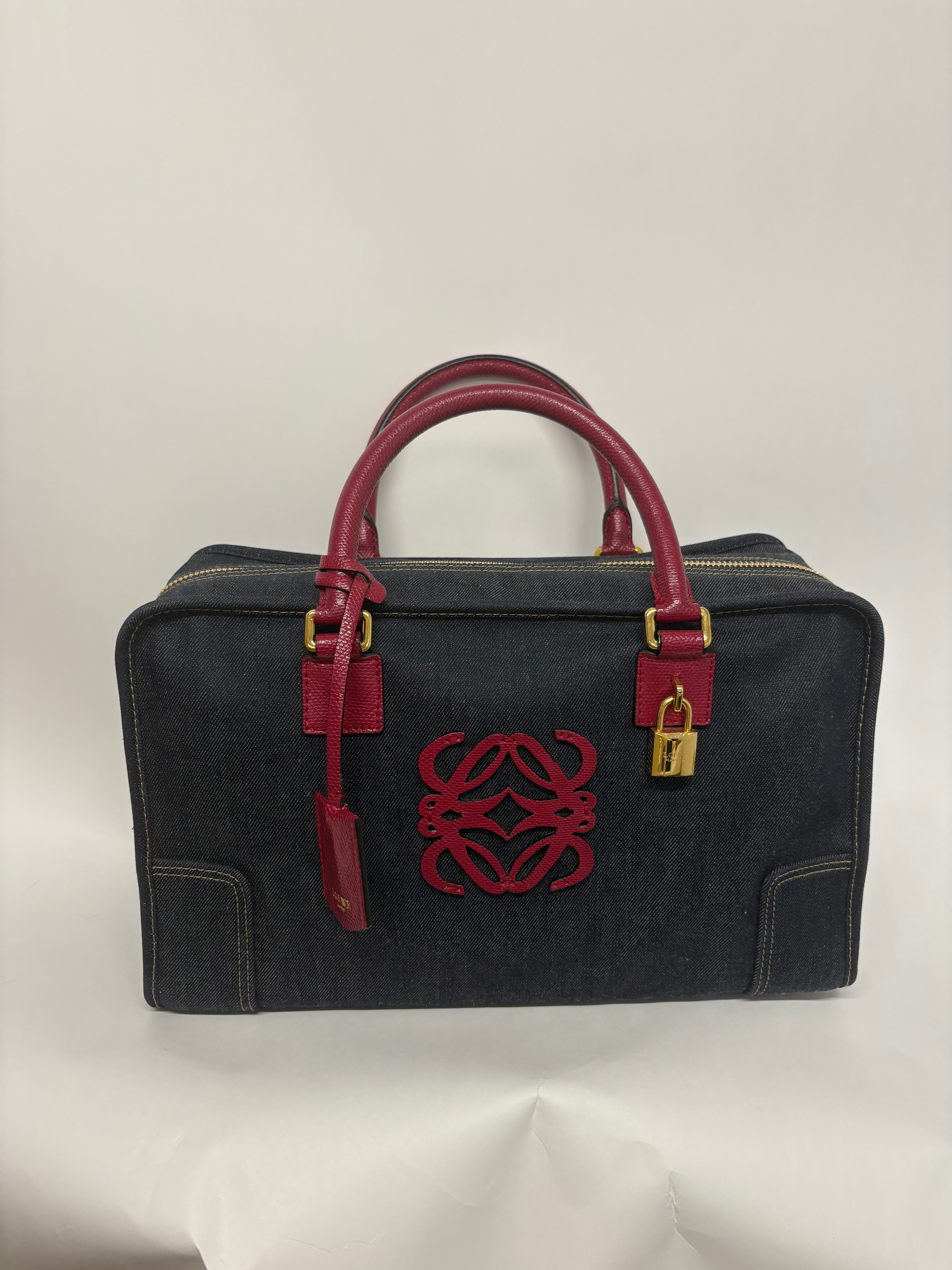 Loewe amazona 35 denim azul y rosa