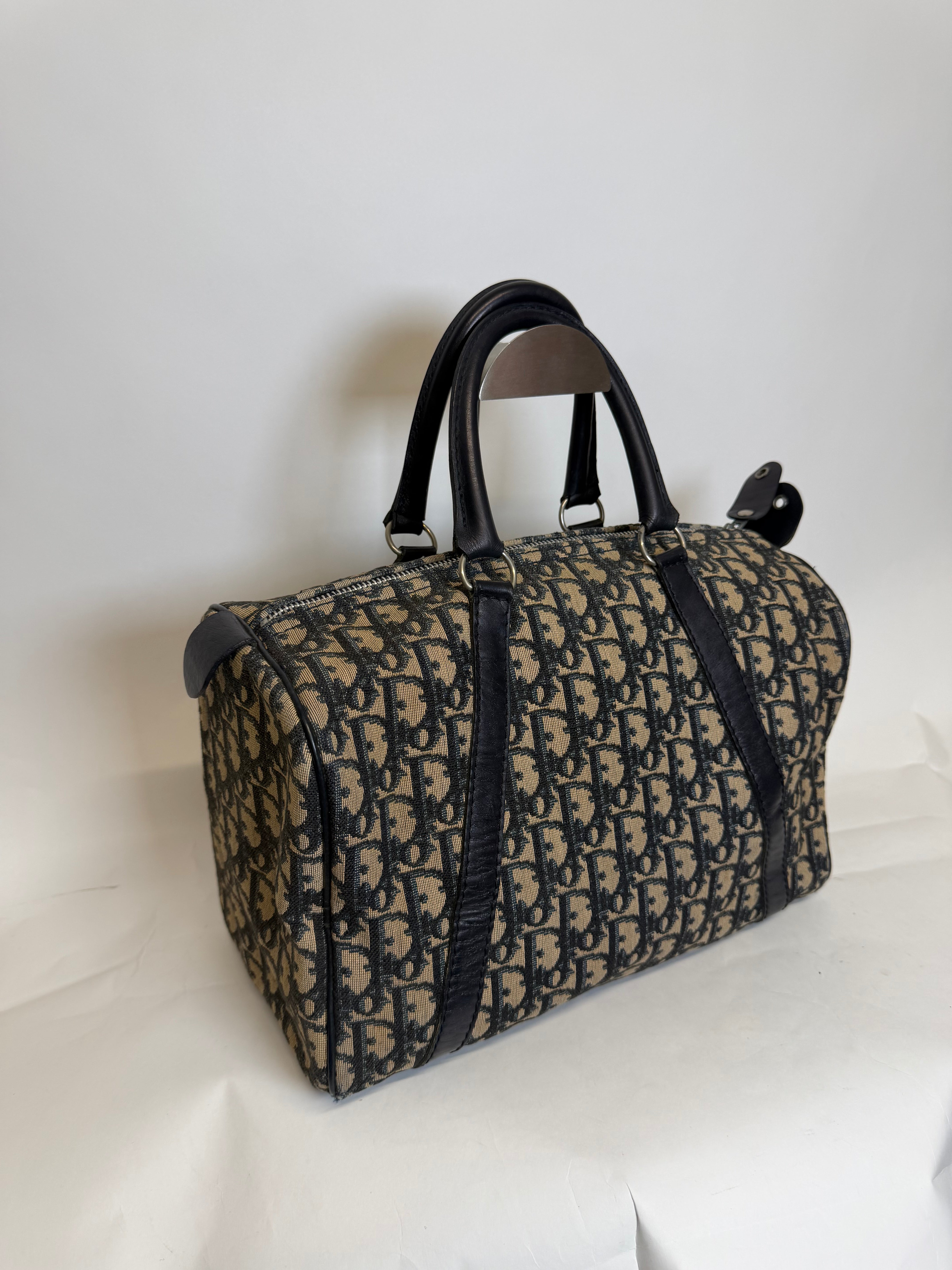 Dior Trotter Boston Lona y Piel Azul Marino