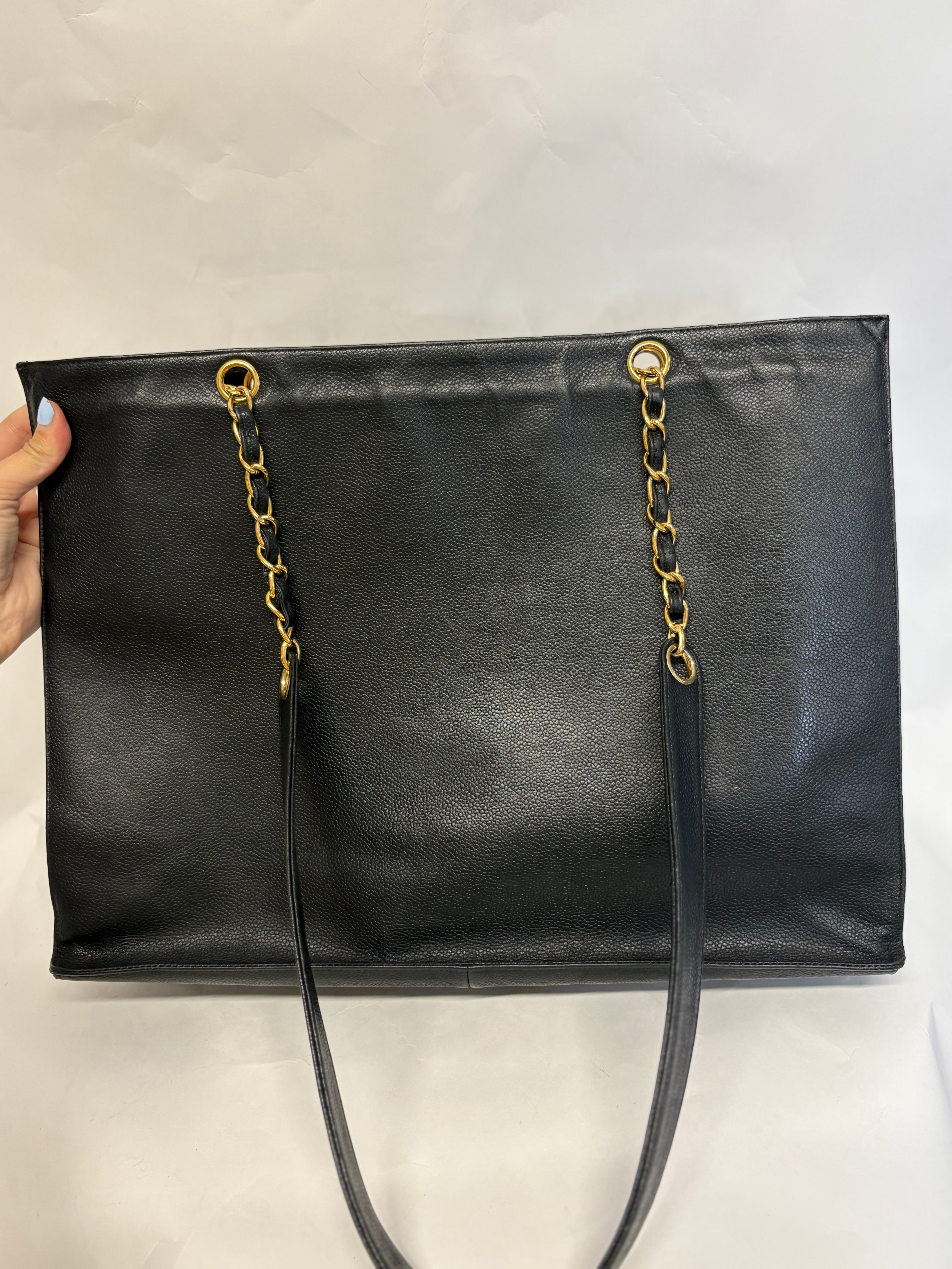 Chanel CC Caviar Tote Bag Negro Vintage