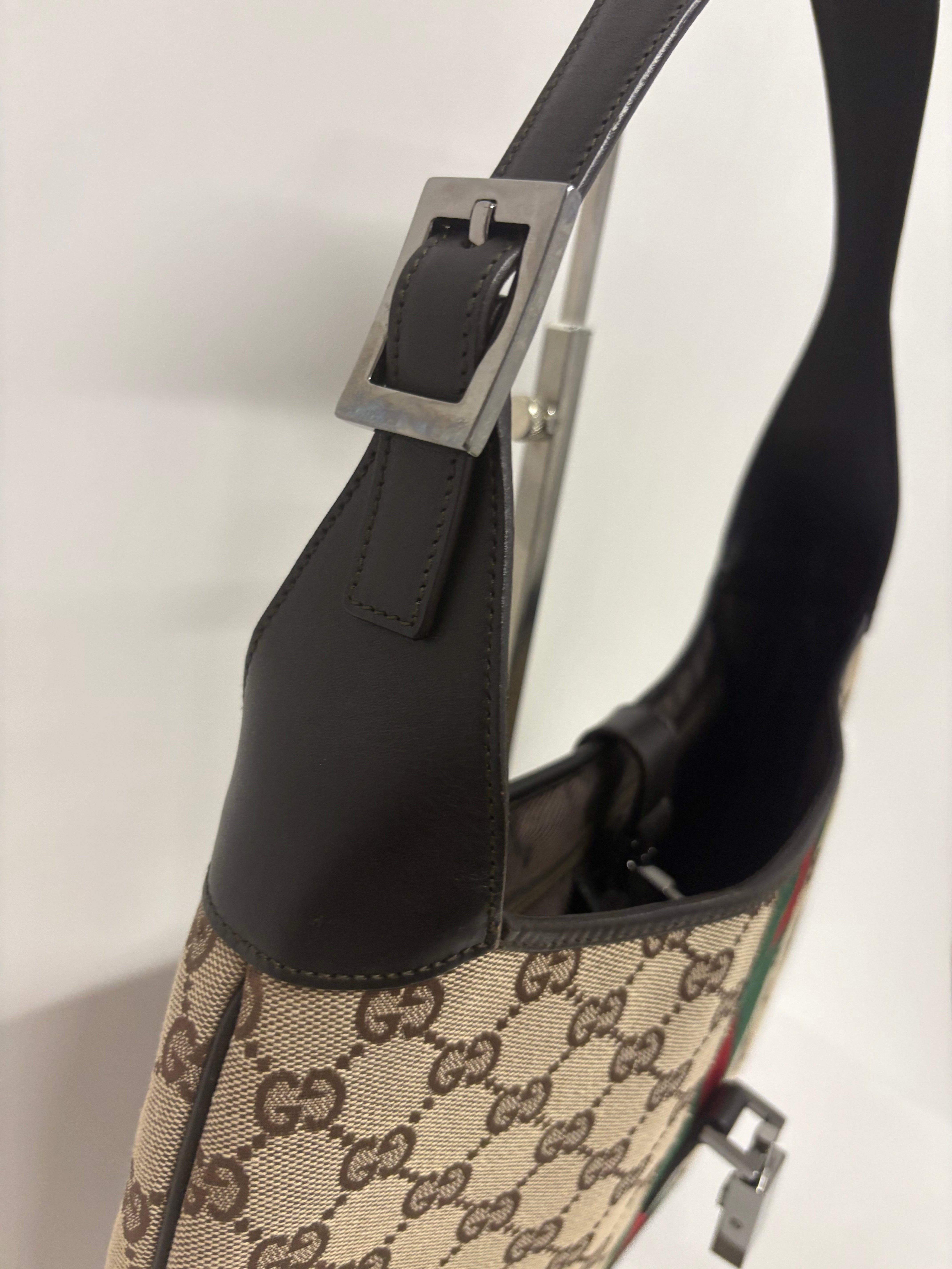 Gucci Jackie GG Canvas clasico mediano Marron Verde/Rojo