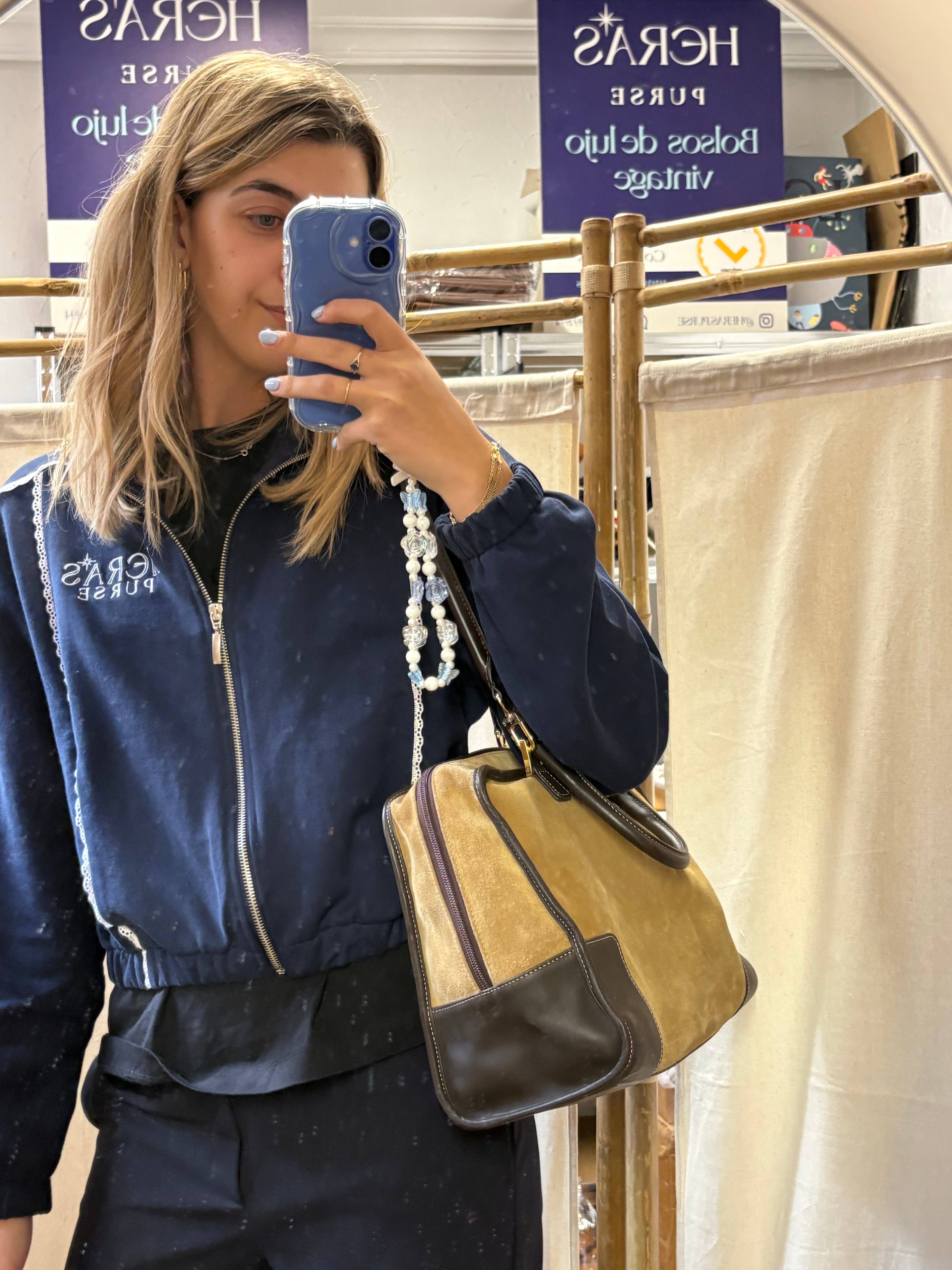 Loewe Amazona ante oro 32 marrón con bandolera extra