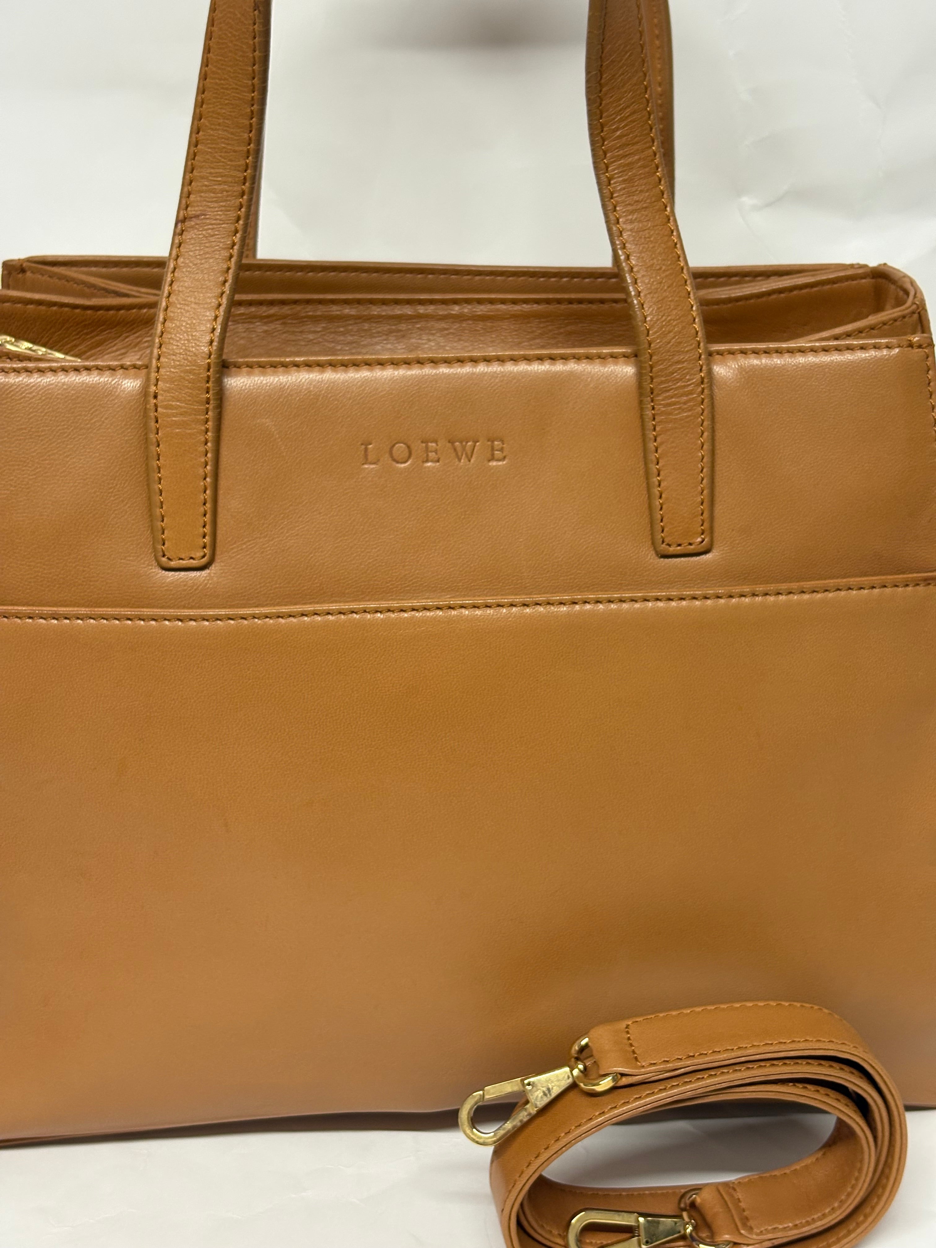 Loewe Vintage Piel Tafilete Camel 2-Way Original con bandolera