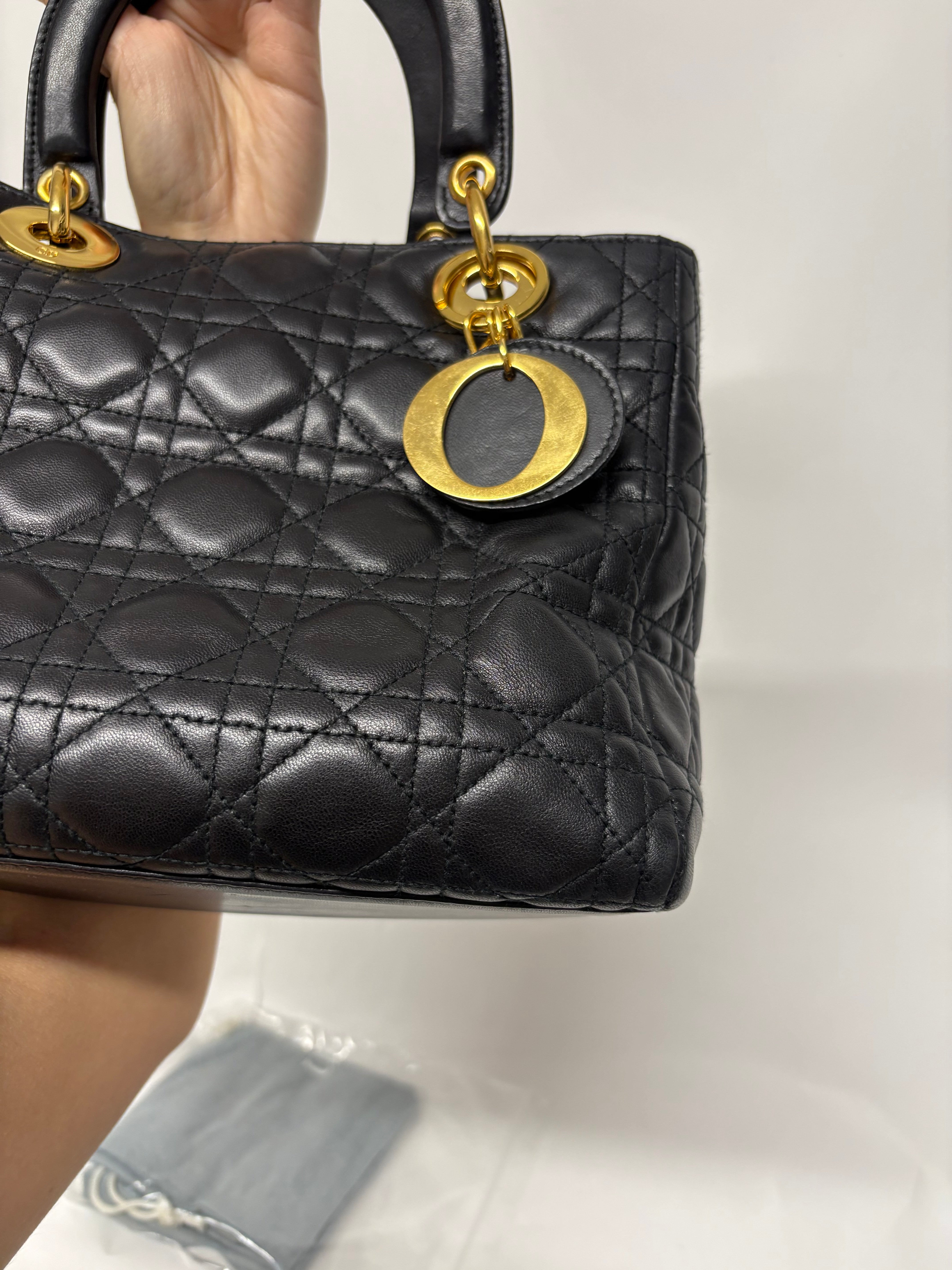 Christian Dior Lady Dior Mediano Cannage Negra Vintage