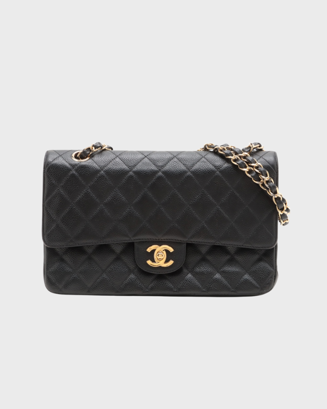 Chanel Classic Double Flap Mediano 11.12 en piel negra con hardware 24k