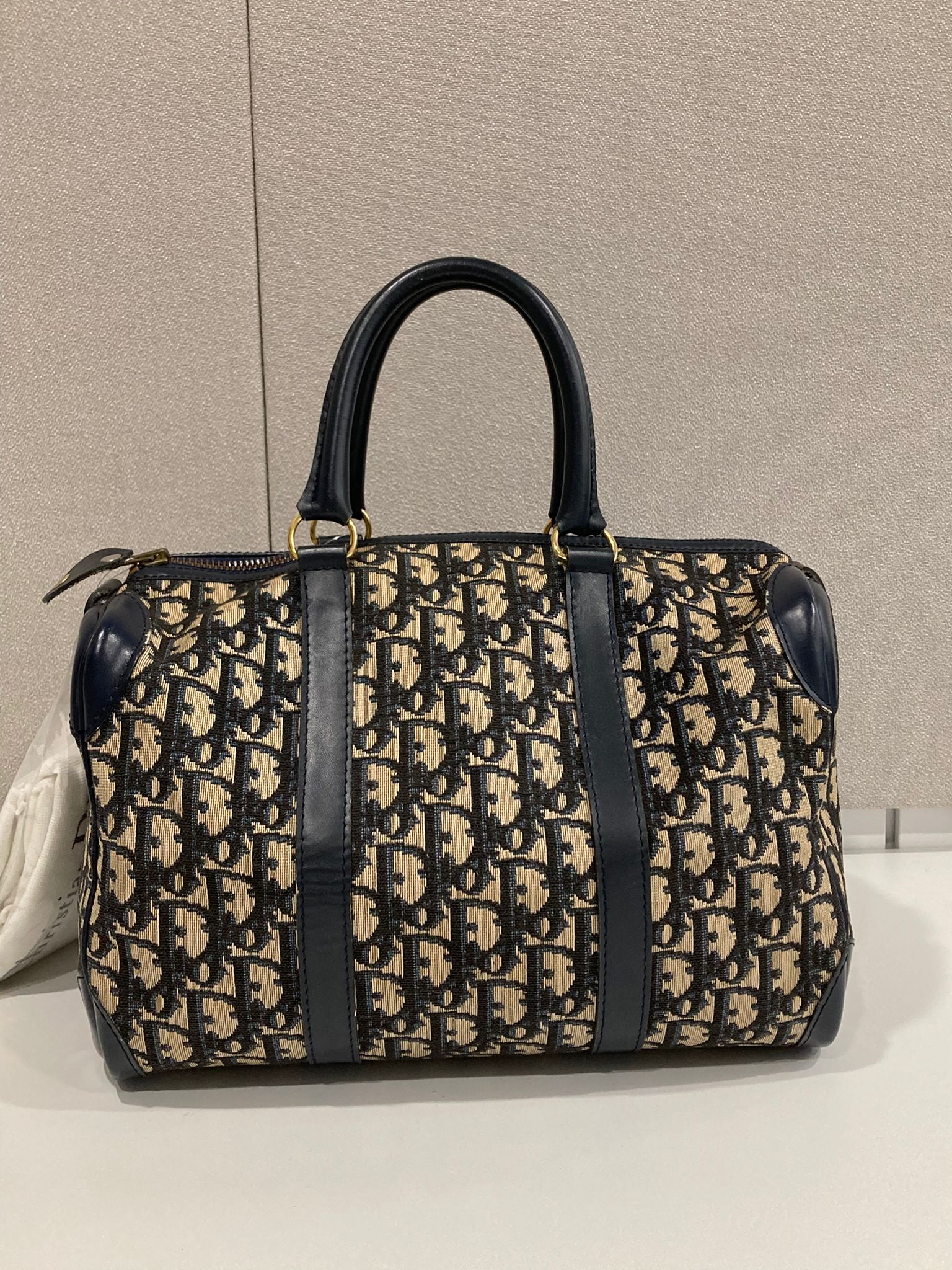 Dior Trotter bowling 30 Boston Canvas Monograma Azul