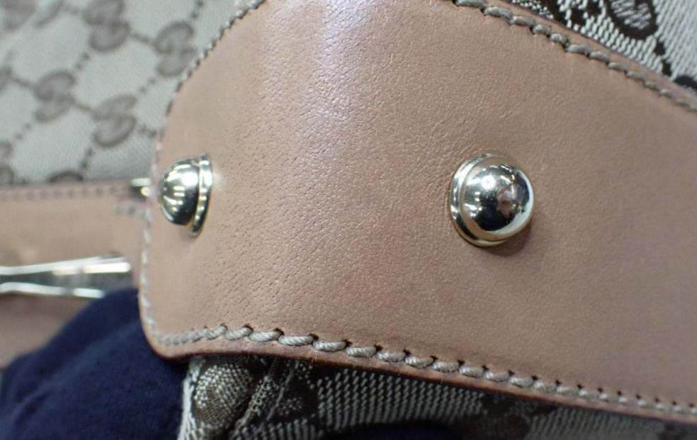 Gucci Pelham GG Canvas Beige & Camel Piel trenzada Mediano